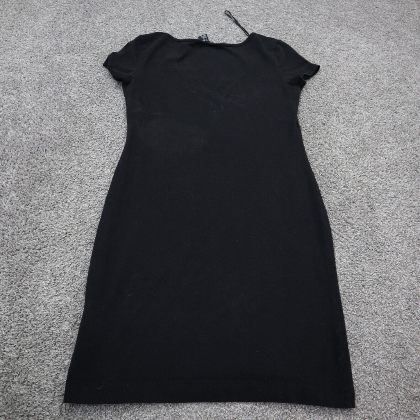 H&M Womens Casual Mini Shift Dress Short Sleeves Round Neck Black Size Small