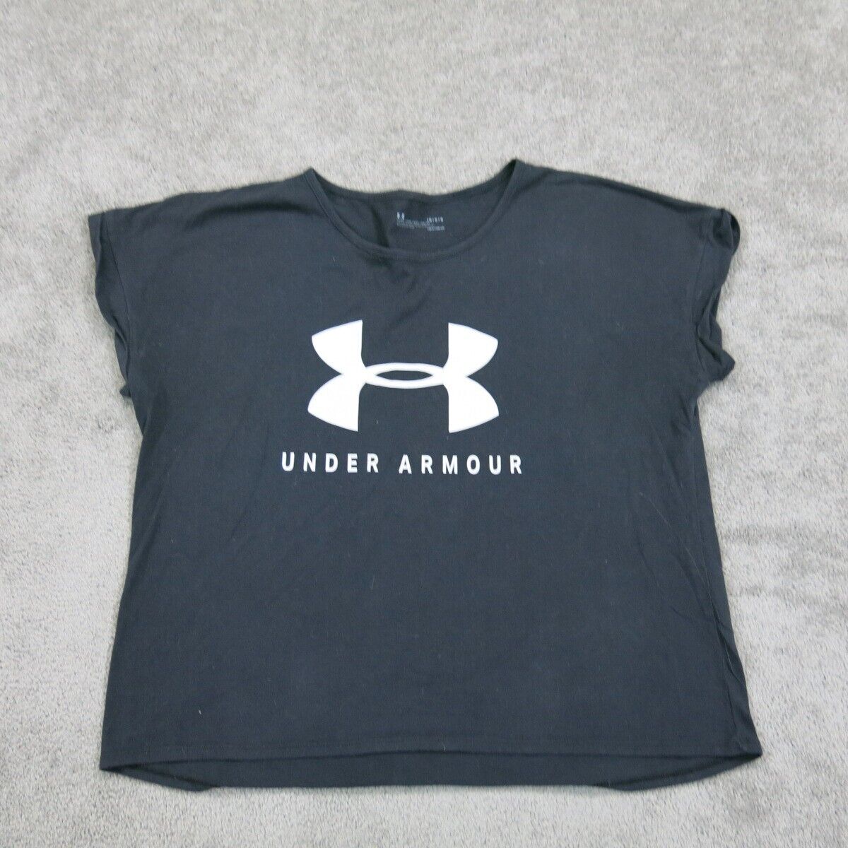 Under Armour Womens HEATGEAR Graphics Logo T Shirt Short Sleeves Black Size L