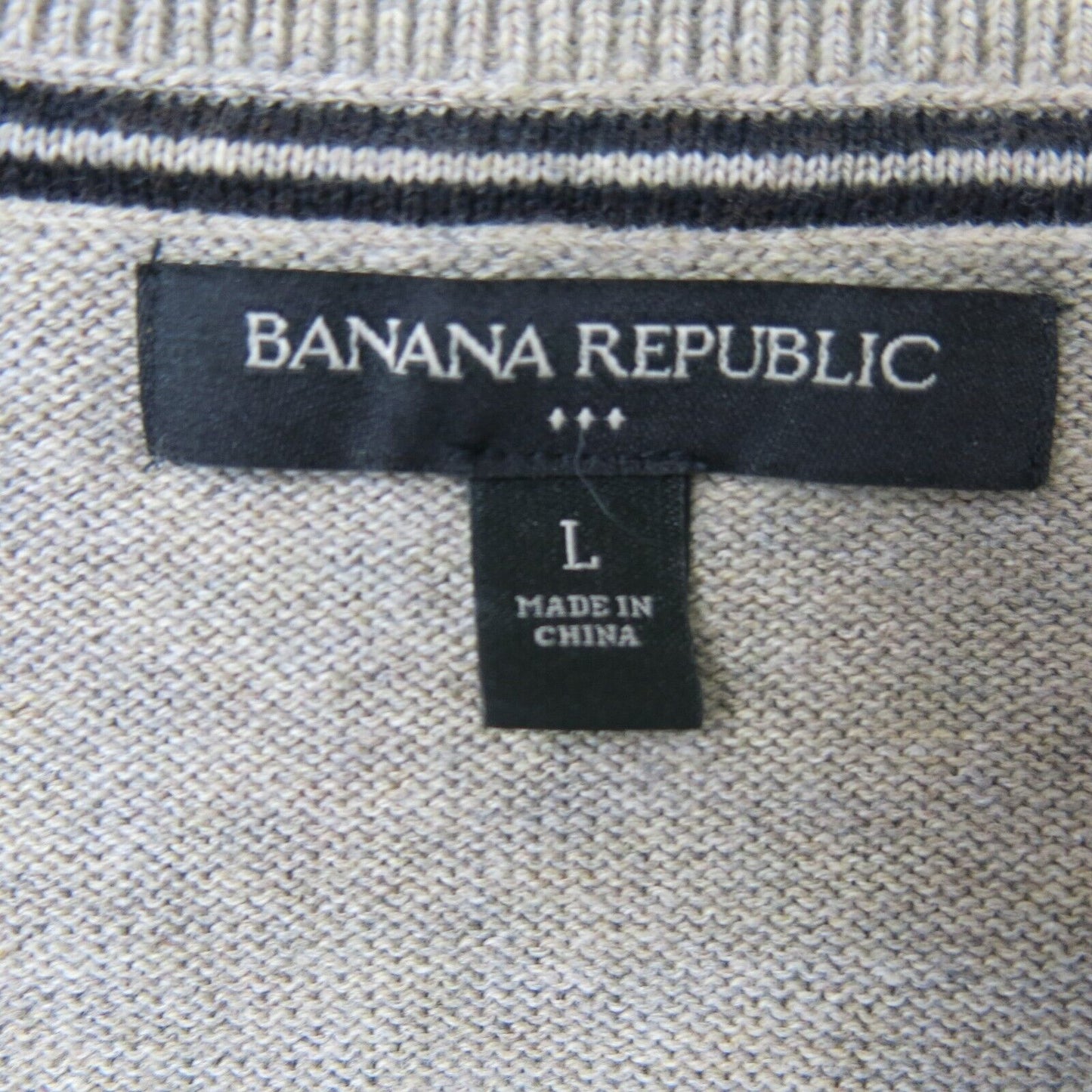 Banana Republic Mens Pullover Sweater Round Neck Long Sleeve 100% Cotton Beige L
