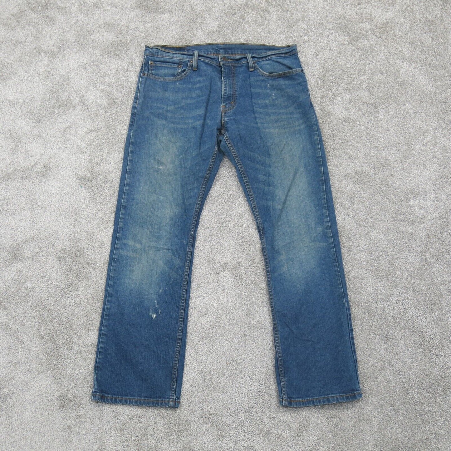 Levis Mens Straight Leg Denim Jeans Mid Rise Dark Blue Cotton Size W34XL30