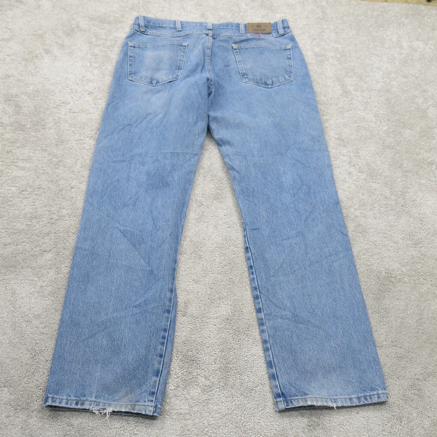 Wrangler Mens Straight Leg Jeans 100% Cotton Stretch Mid Rise Blue Size W38XL32