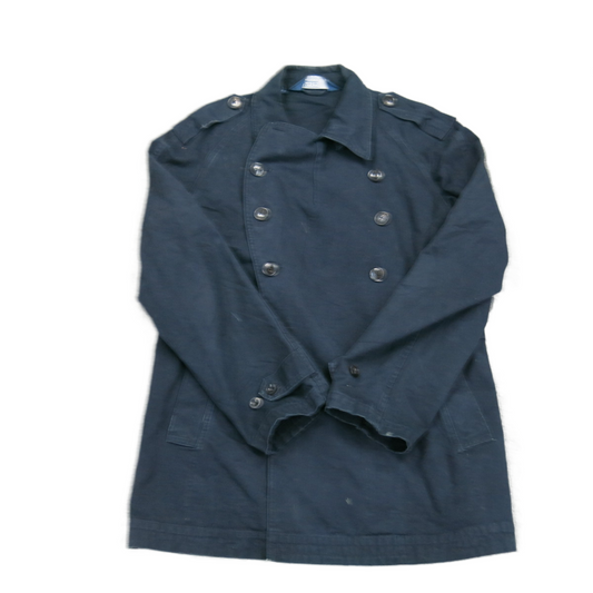 Vintage Mens Coat Jacket Double Breasted Long Sleeves Pockets Blue Size X Large