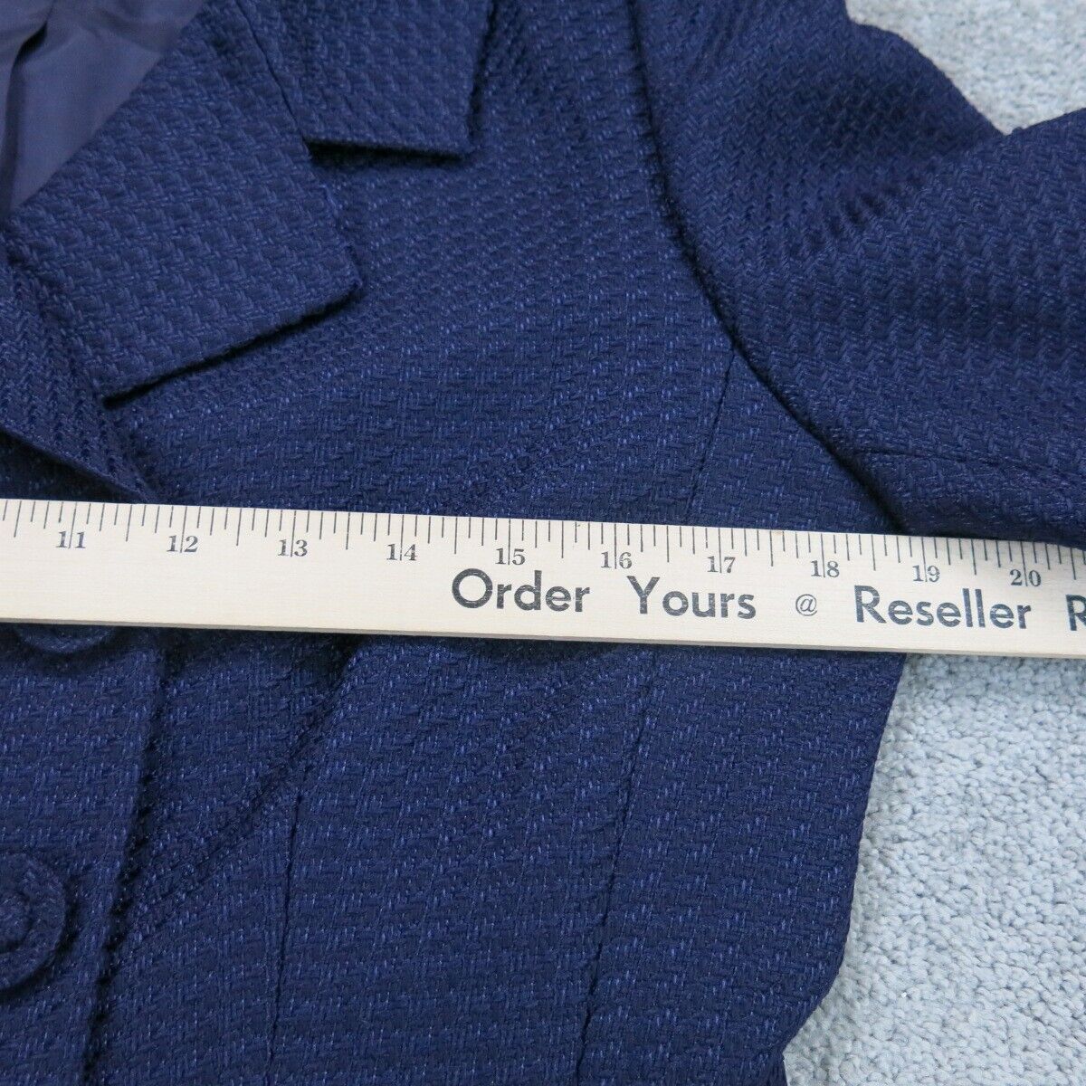 Tahari Womens Blazer Coat Double Breasted Long Sleeve Pockets Blue Size 10