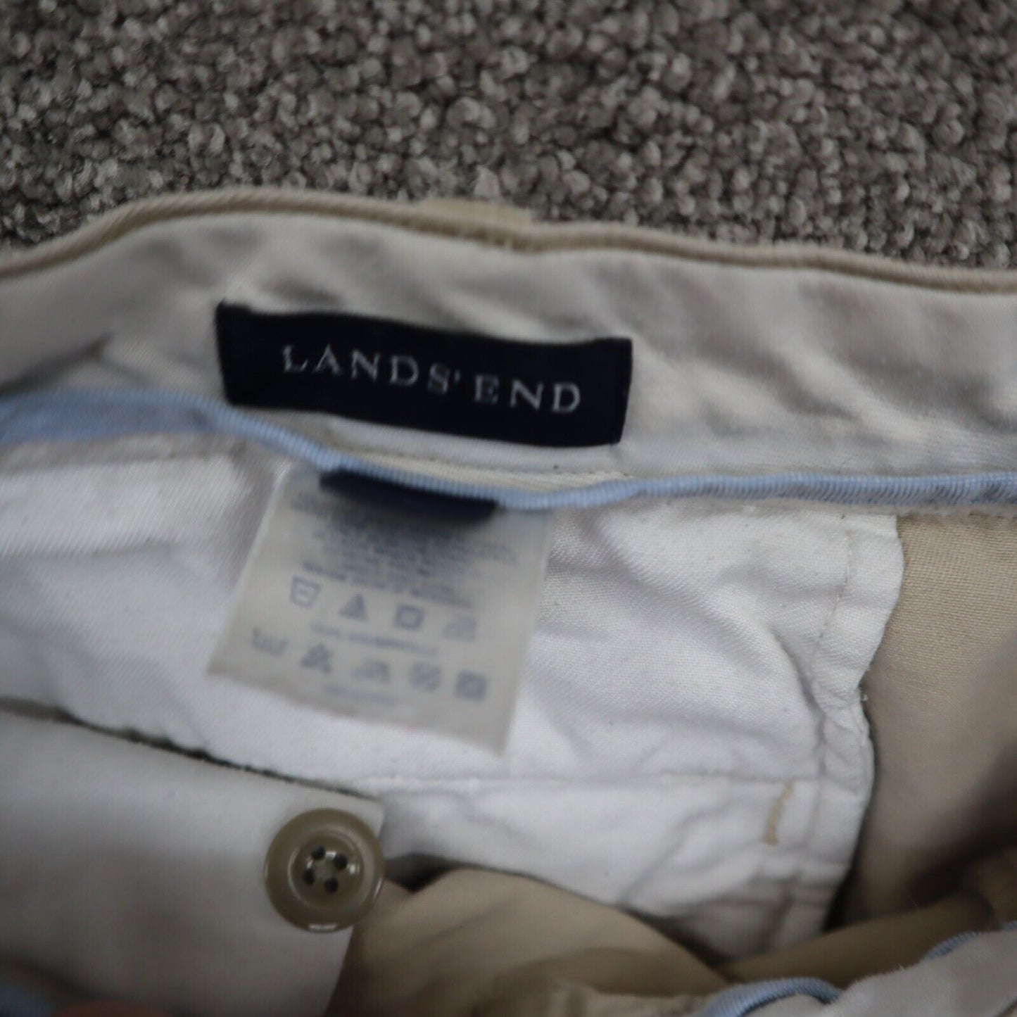 Lands End Mens Casual Chino Shorts Mid Rise Flat Front Pockets Beige Size 38