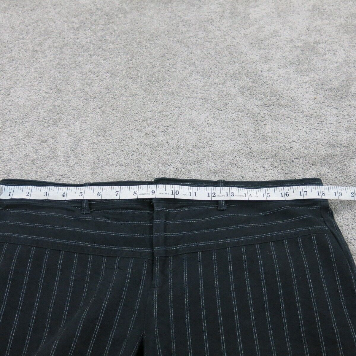Vintage Women Striped Ankle Skinny Dress Pant 100% Cotton Mid Rise Black Size 16