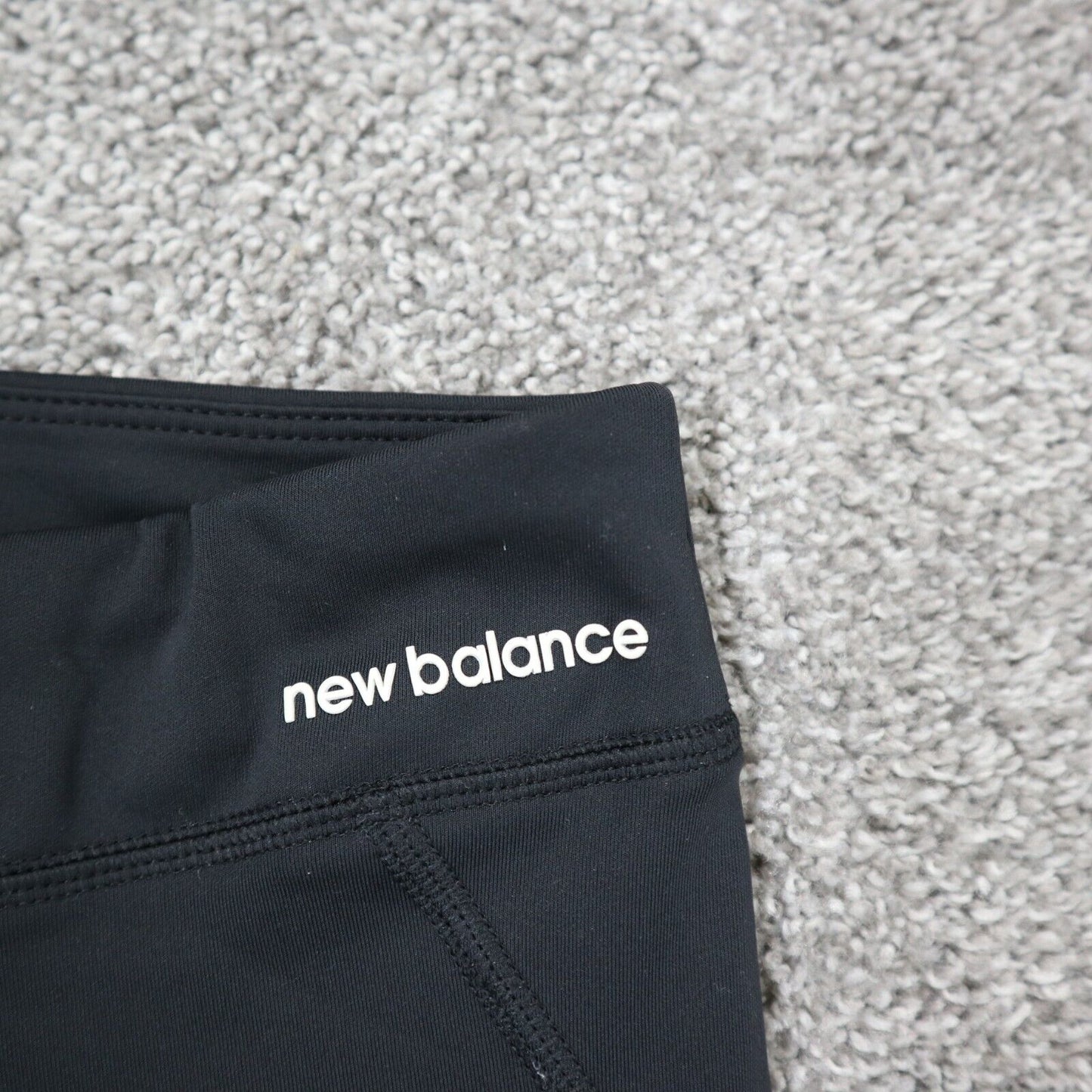 New Balance Womens Activewear Athletic Logo Cropped Pants Mid Rise Black Size M