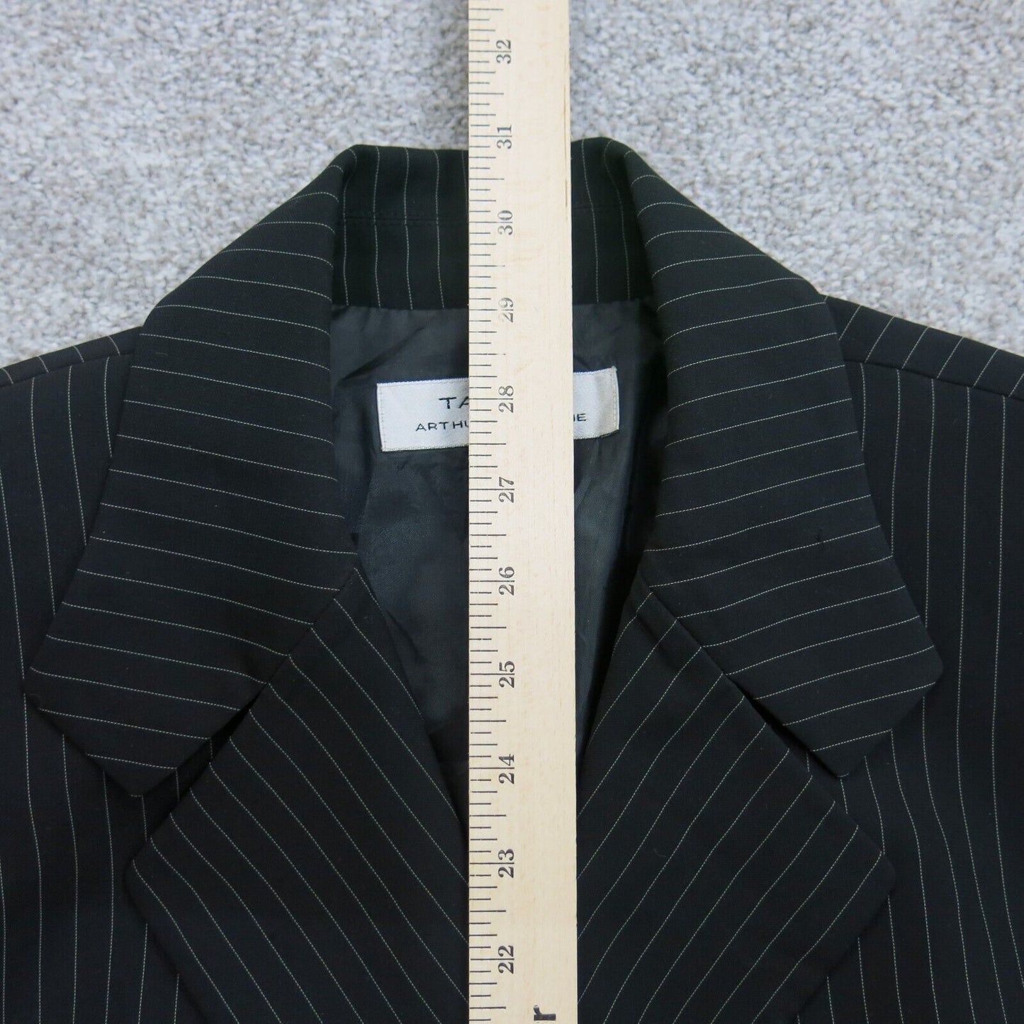 Tahari Men Striped Blazer Coat Jacket Front Button Long Sleeve Pockets Black 14W