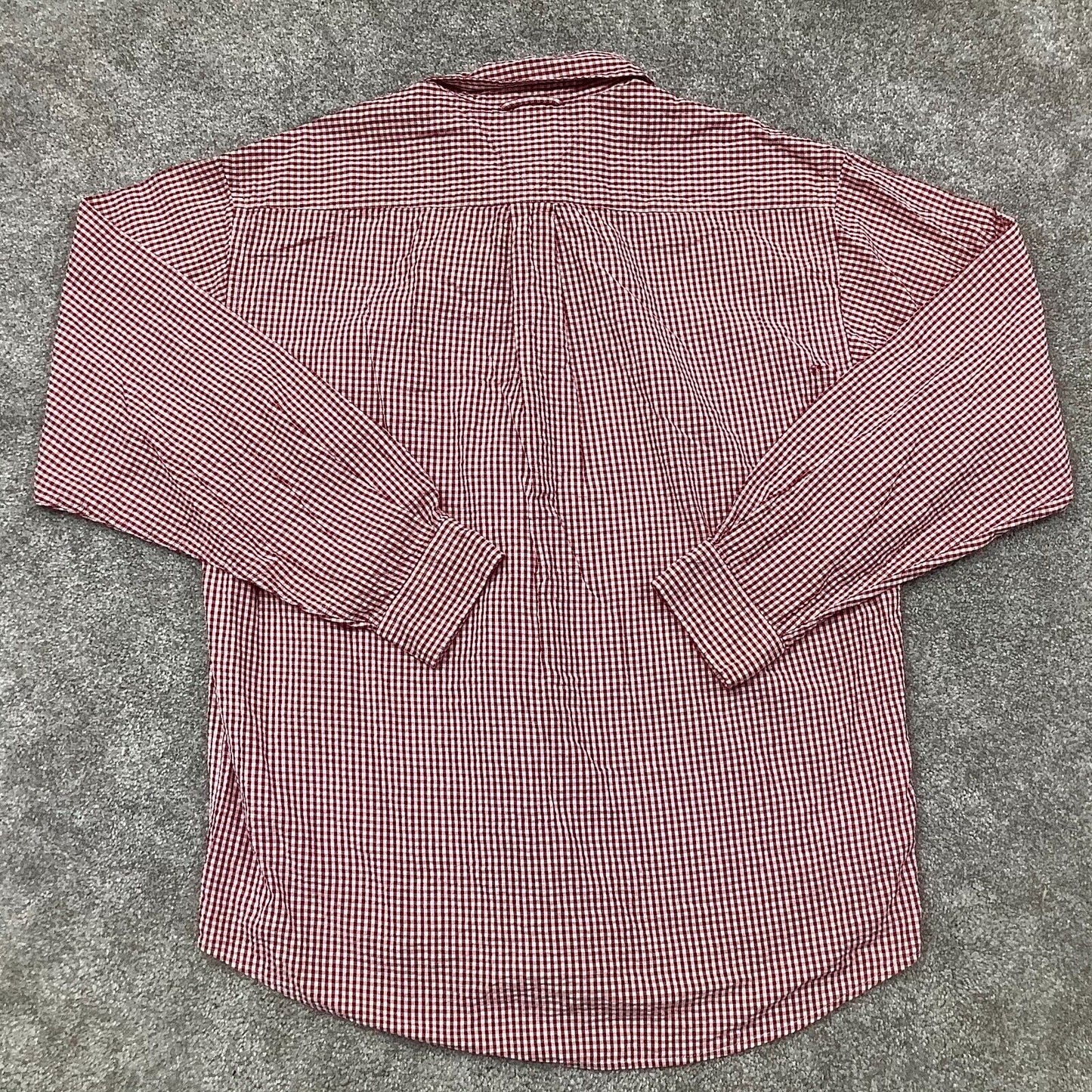 Tommy Hilfiger Button Down Shirt Mens SZ M Red White Gingham Checked Cotton Logo