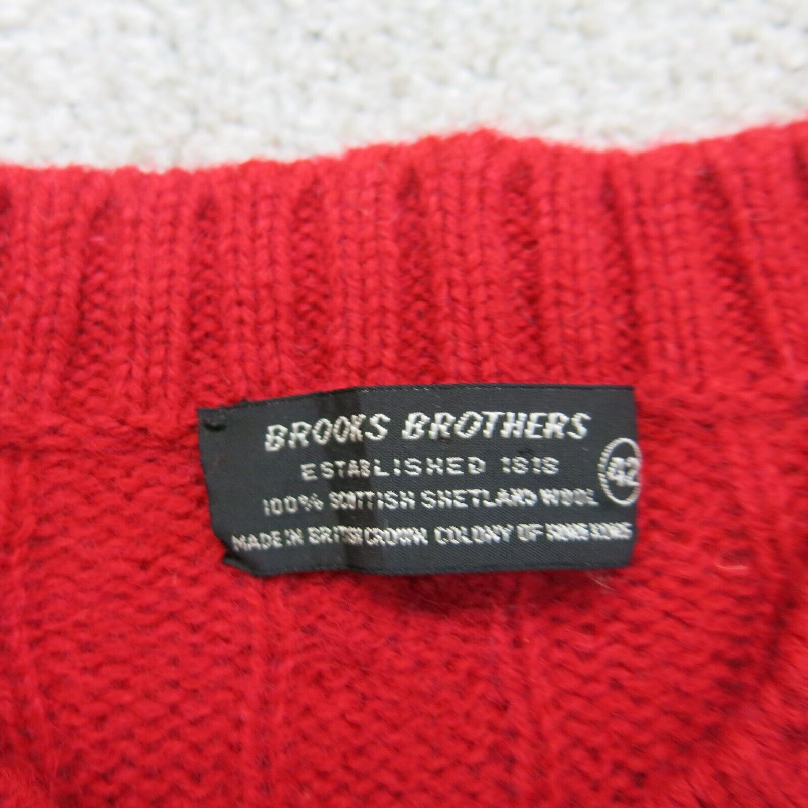 Brooks Brothers Womens Knitted Sweater 100% Wool Crew Neck Red