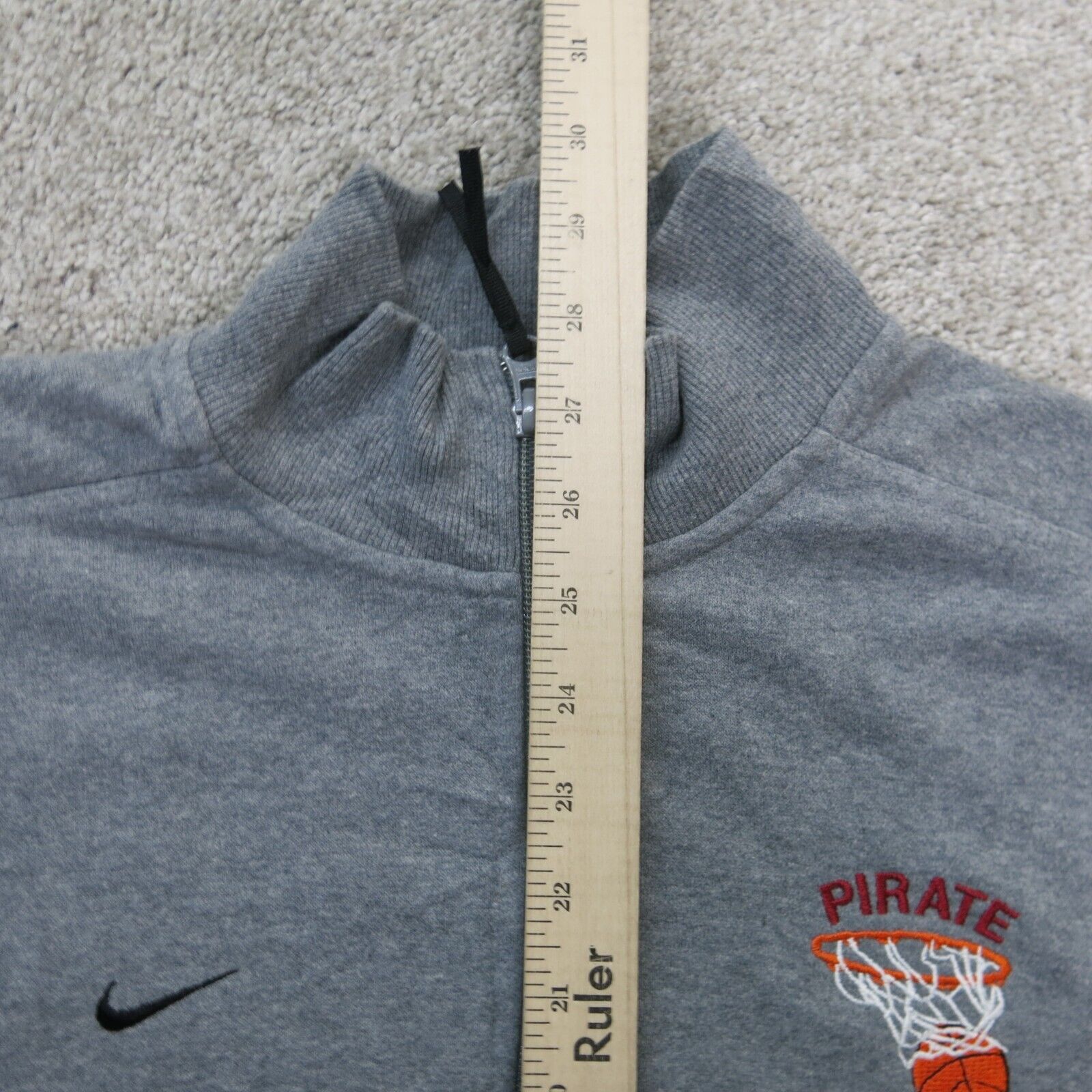 Nike Mens Pirate Sweater 1 4 Zip Long Sleeve Mock Neck Logo Gray Size Small