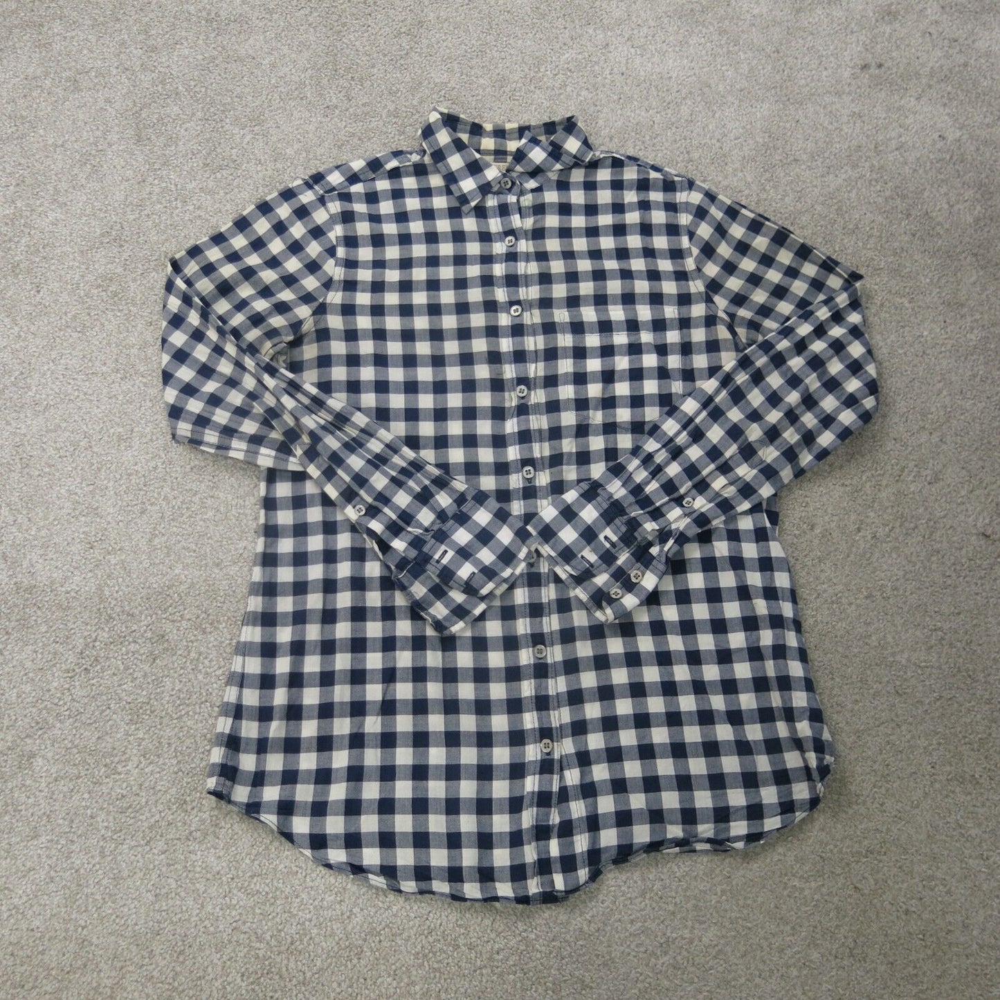 J Crew Shirt Mens X Small Blue White Check Button Up Shirt Long Sleeve Outdoors