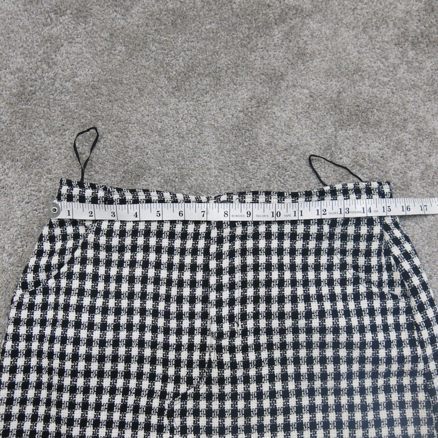 NWT ZARA Womens Check Mini Skirts Pockets White Black Size Large
