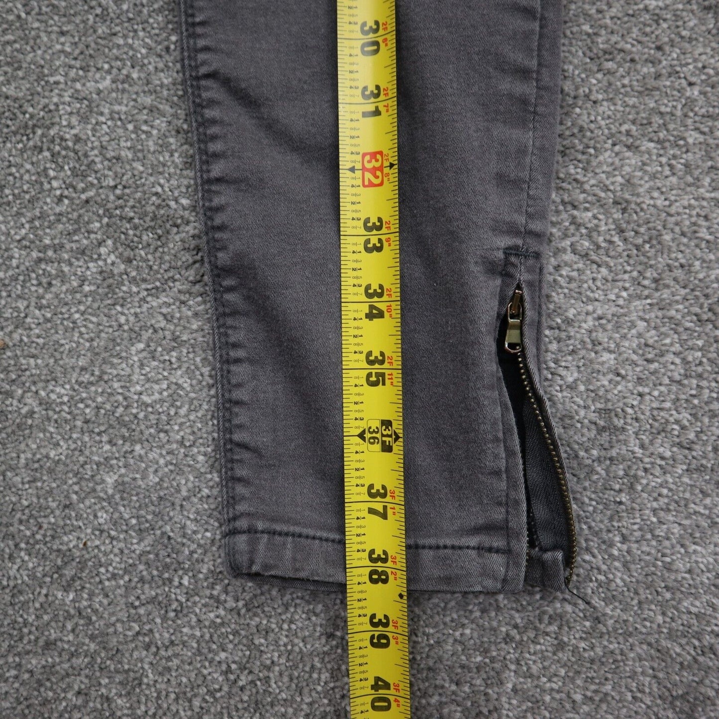 Zara Women Skinny Leg Jeans Denim Stretch High Rise 5 Pockets Black Size 42