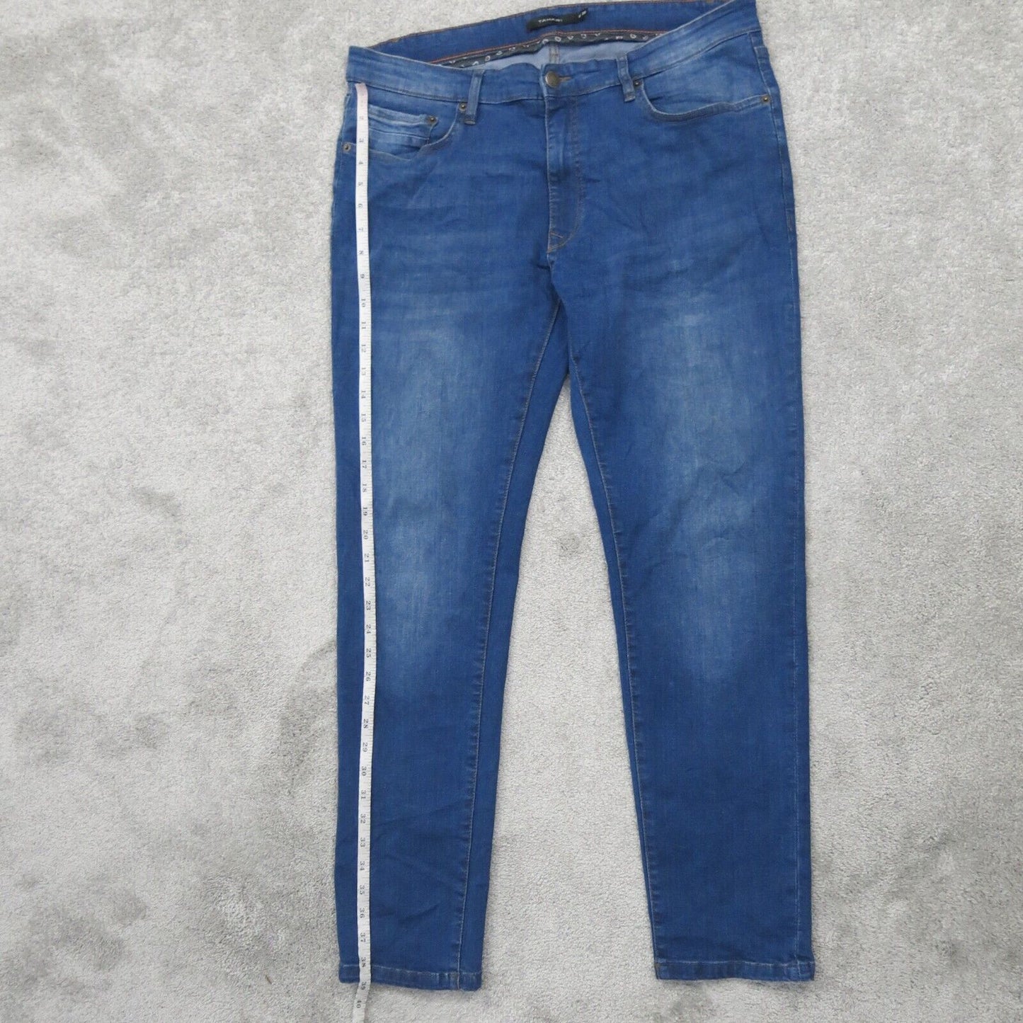 TAHARI Women Mid Rise Slim Straight Jeans Denim Stretch 5 Pockets Blue Size 36