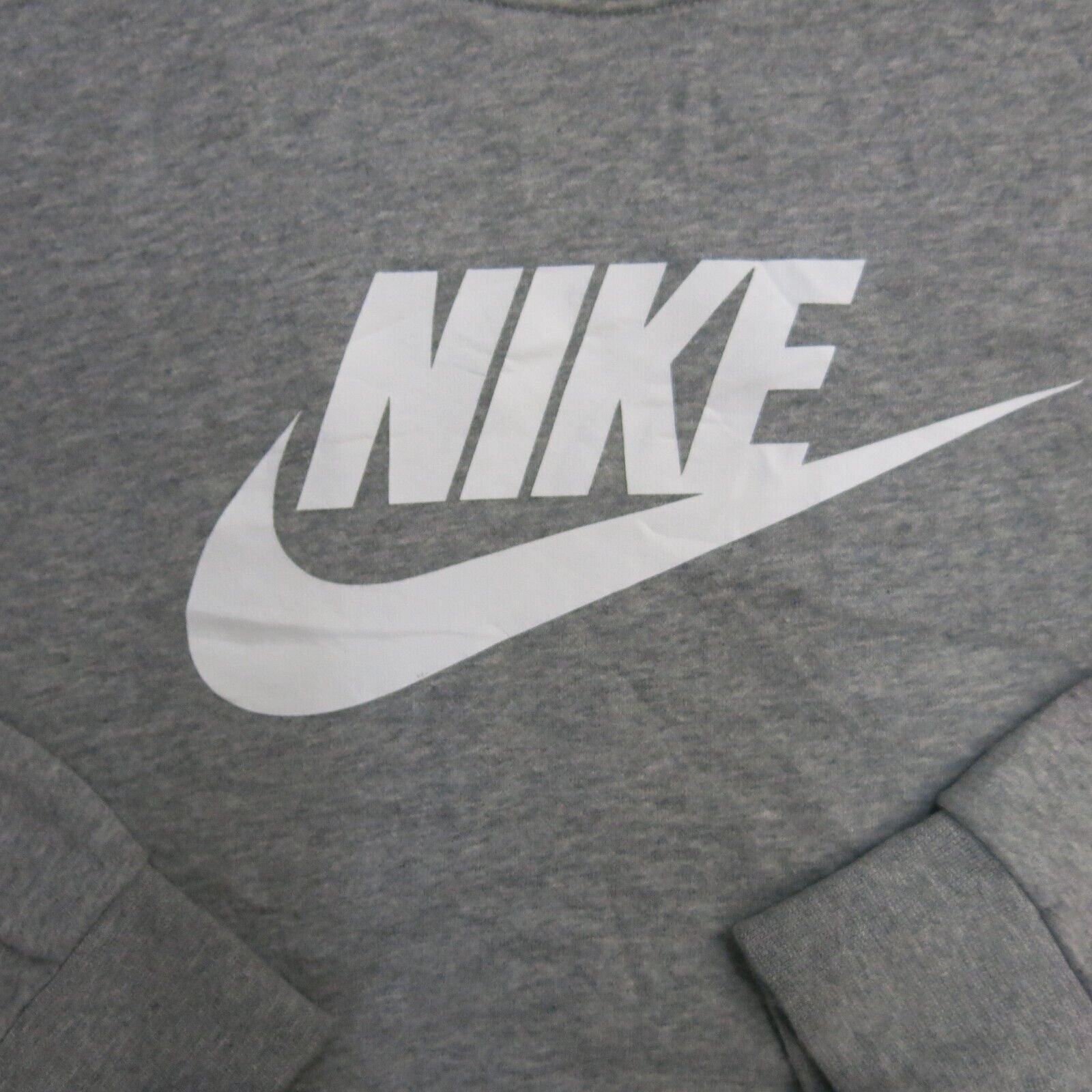 Nike Womens Cropped Sweatshirt Long Sleeve Crew Neck Logo Gray