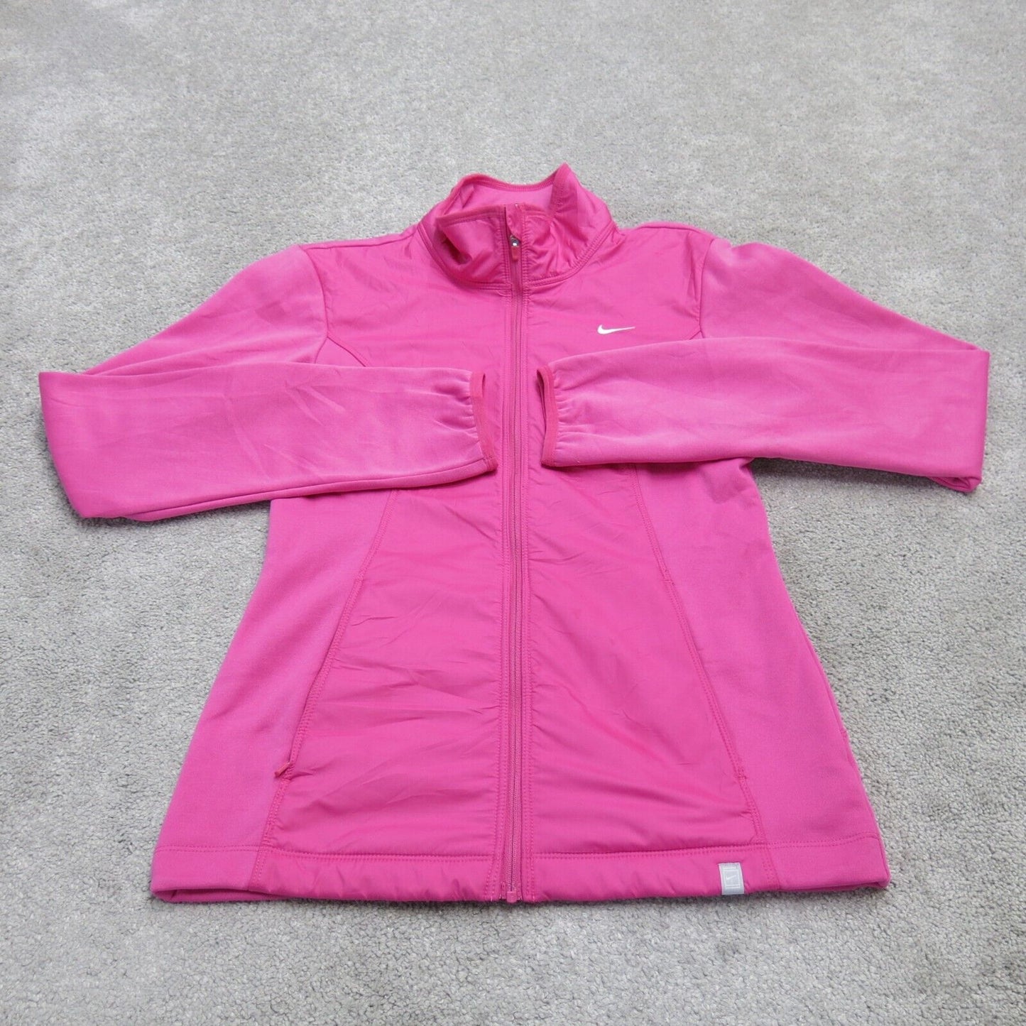 Nike Women Full Zip Up Therma Fit Jacket Long Sleeves Logo Pink Size X Small