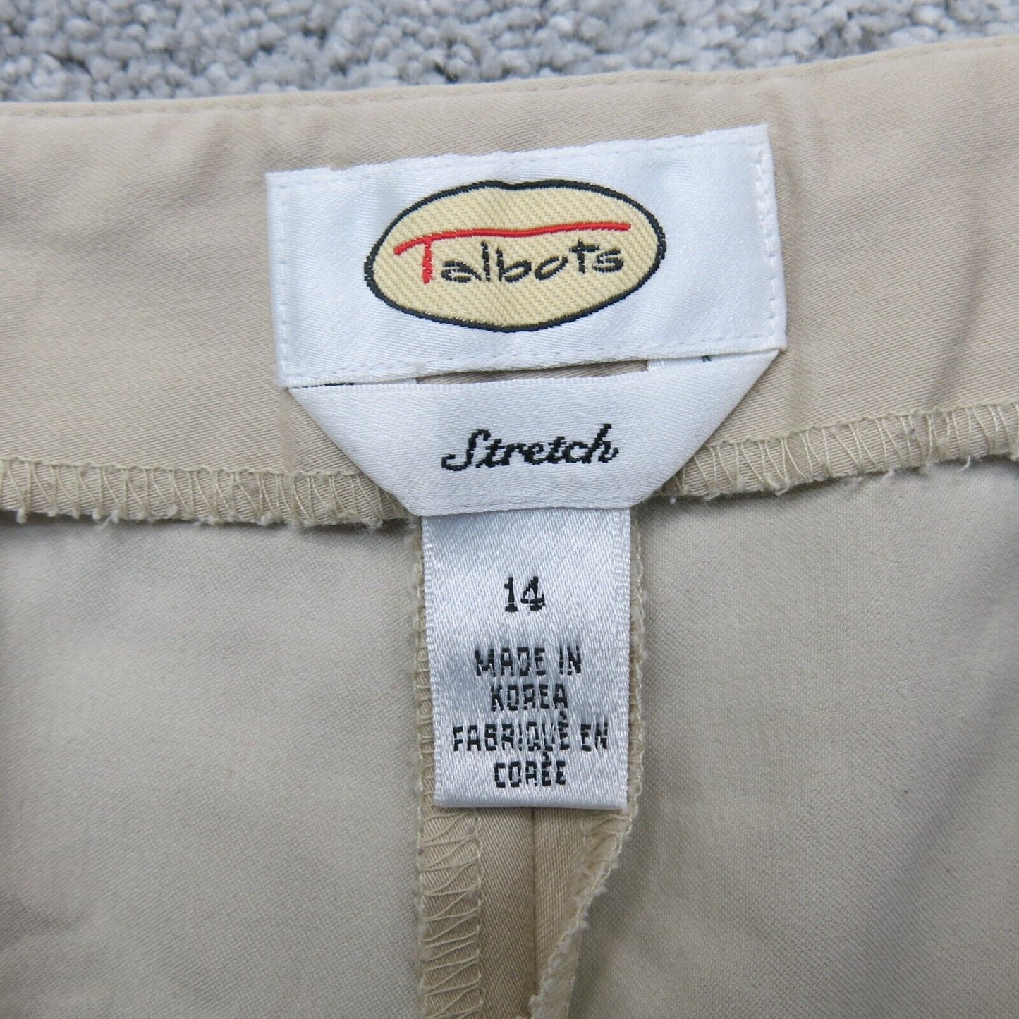 Talbots Womens Casual Pants Elastic Waist Stritch High Rise Beige Size 14