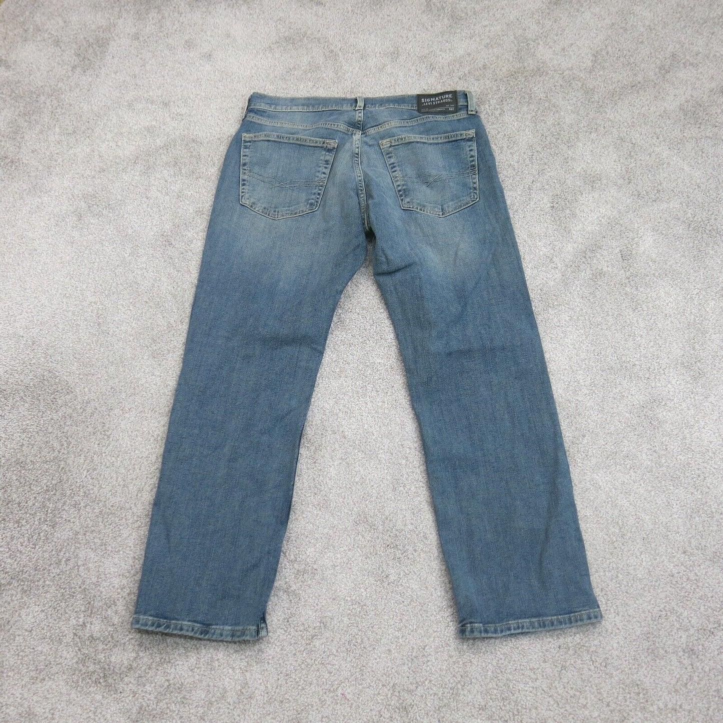 Signature By Levis Men Straight Leg Jeans Denim Relaxed Fit Cotton Blue W32xL30