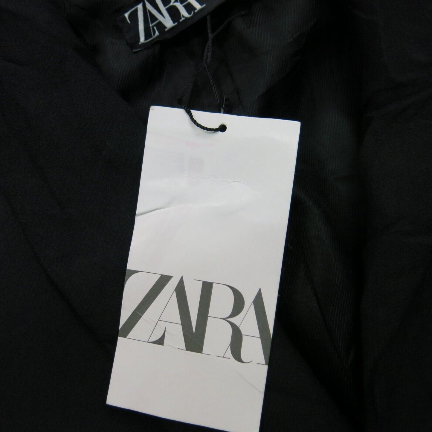 NWT Zara Womens Overcoat Long Sleeves Front Button Pockets Black Size Medium