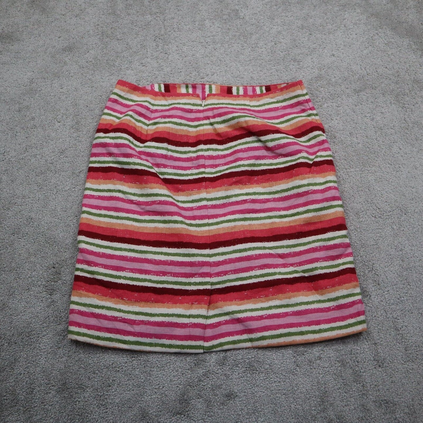 Talbots Womens Stripe Pencil & Straight Skirt Back Zip Red Pink White Size 6P