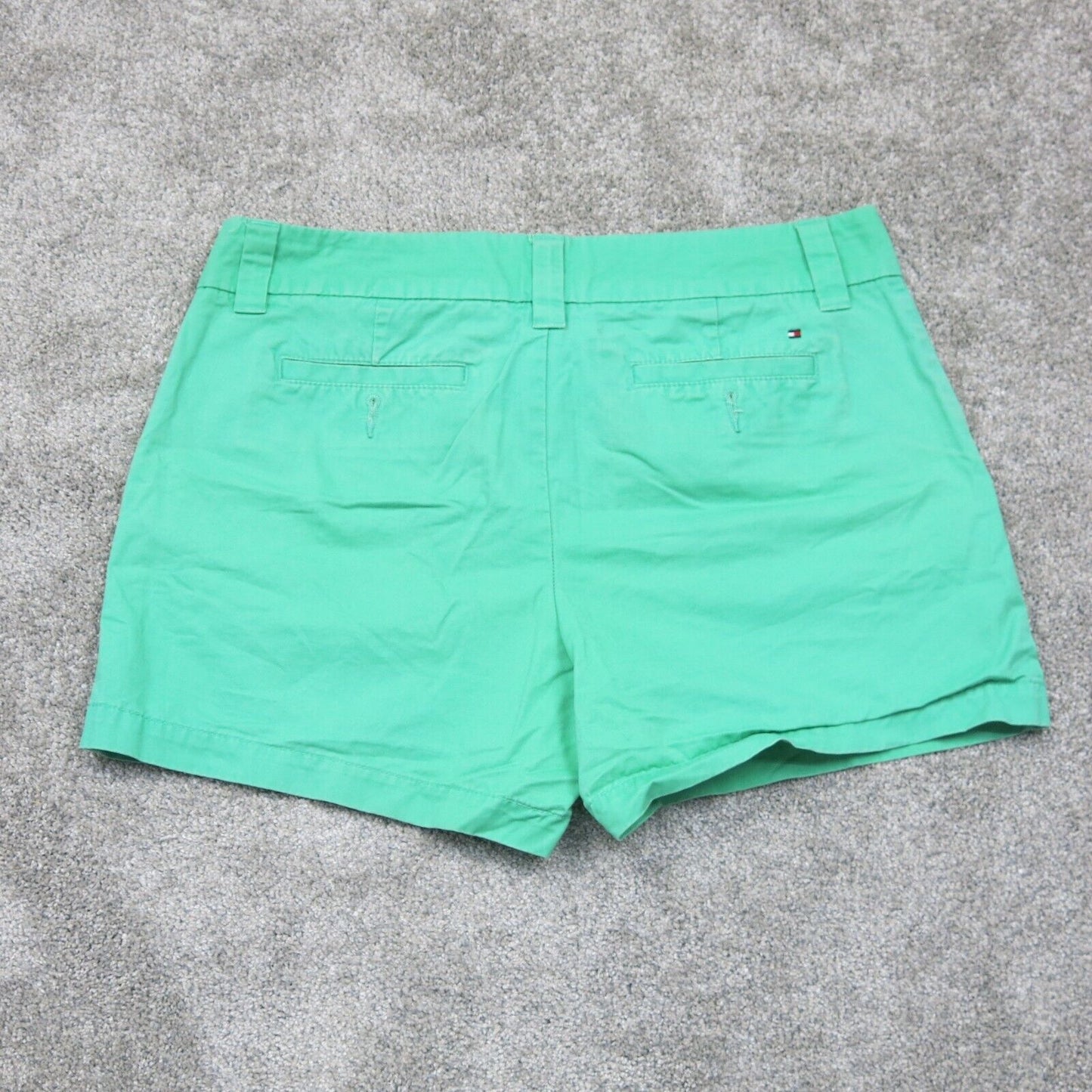 Tommy Hilfiger Women Chino Shorts Mid Rise Flat Front Pockets Mint Green Size 12