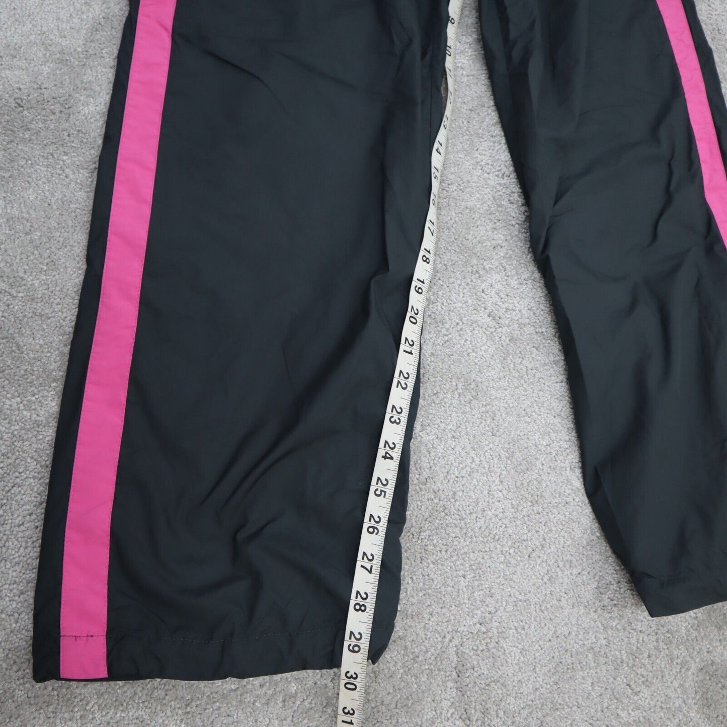 Nike Pant Women Large Black Pink Striped Wide Leg Activewear Pant Elastic Waist