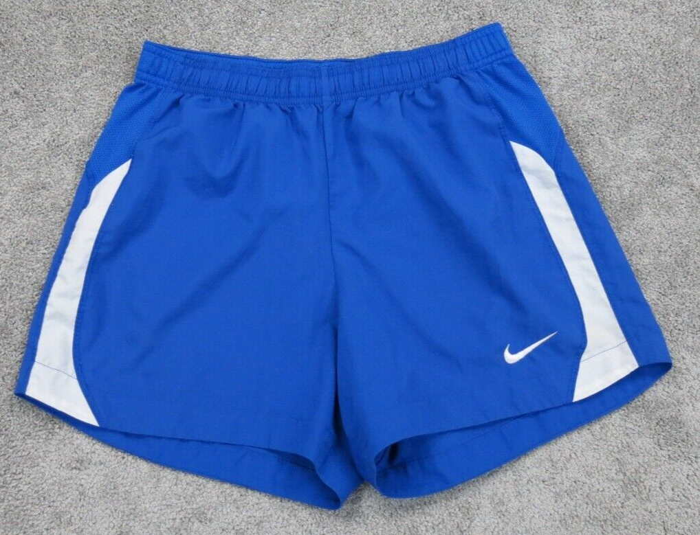 Nike Womens DRI FIT Activewear Running Shorts High Rise Light Blue Size Small