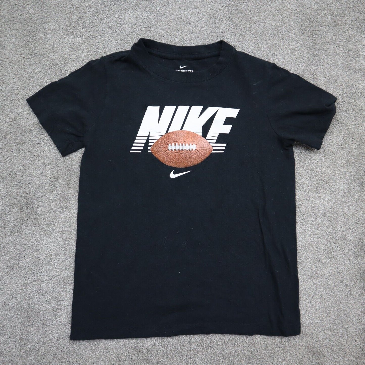Nike T Shirt Girls Size Small Black Solid Short Sleeve Graphic Tee Crew Neck