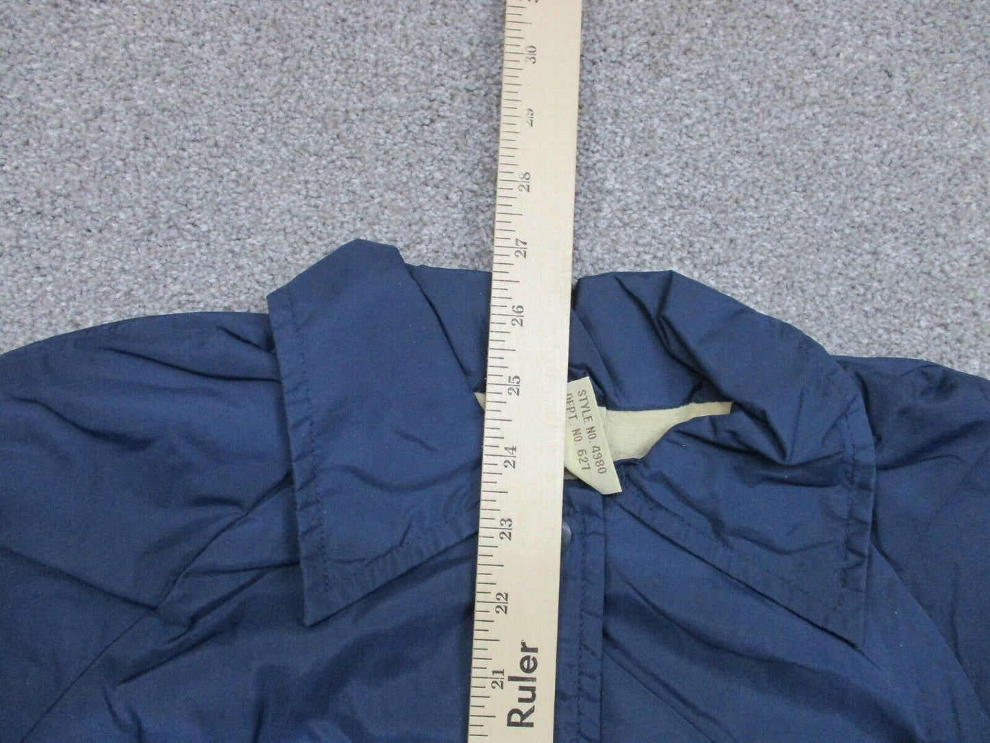 Sears Men's Full Zip Up Windbreaker Track Jacket Long Sleeves Navy Blue Size L