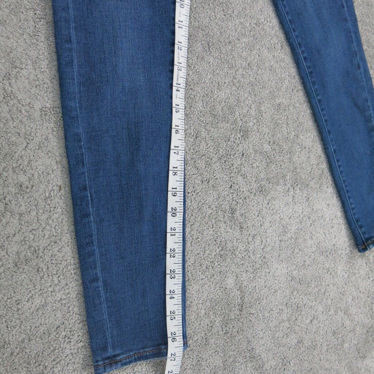Women Straight Leg Jeans Denim Stretch 5 Pocket Mid Rise Blue Size W24