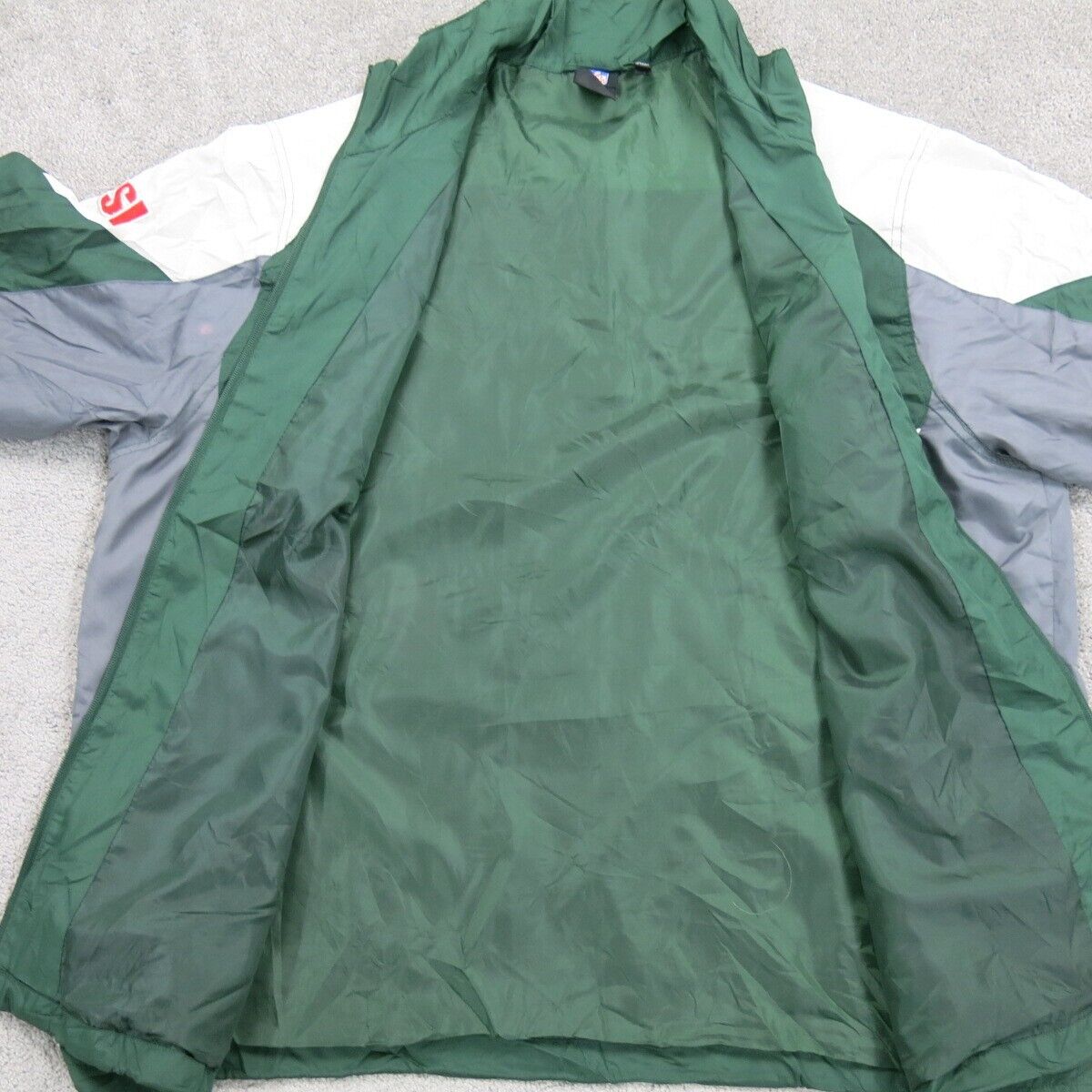 NFL Team Mens Windbreaker Jacket Full Zip Long Sleeve Mock Neck Green Size XL