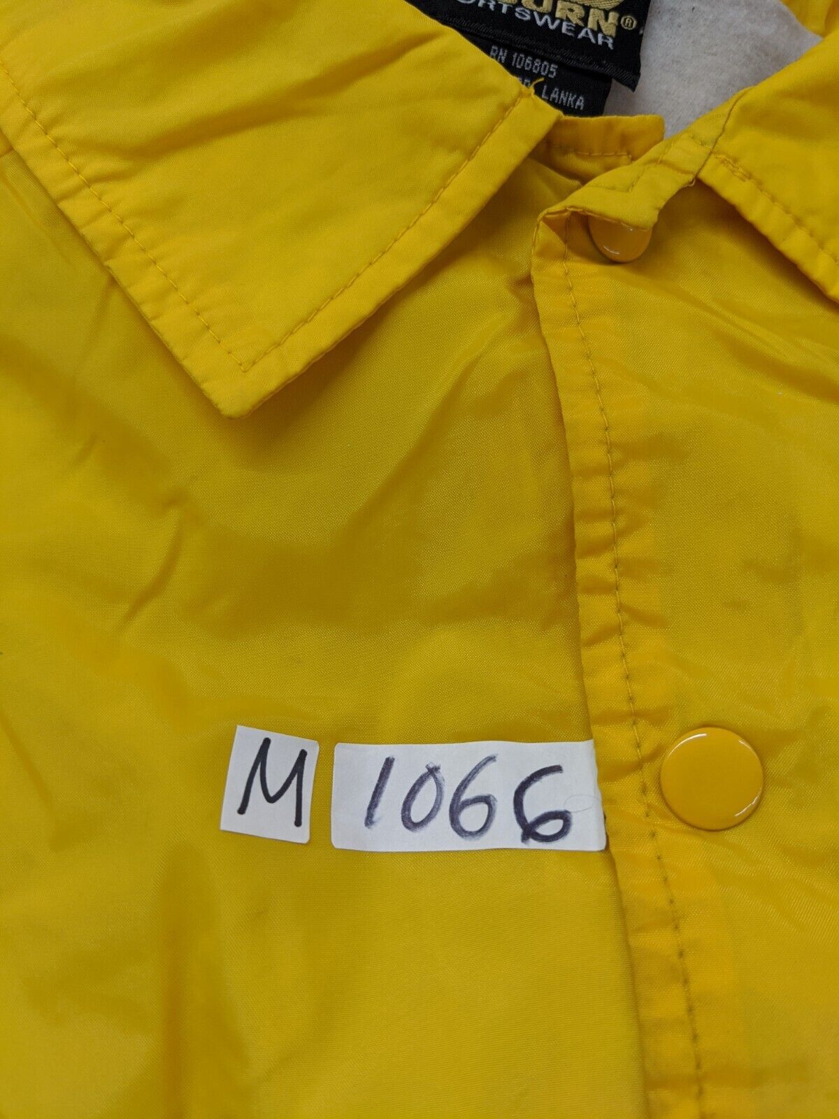 Auburn Sportswear Yellow Men's Windbreaker Jacket Coat Long Sleeve Size Large