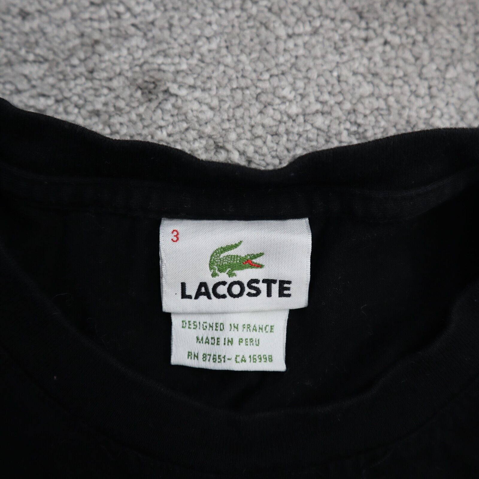 Lacoste Mens Crew Neck T Shirt Short Sleeve Embroidered Logo Black Siz Goodfair