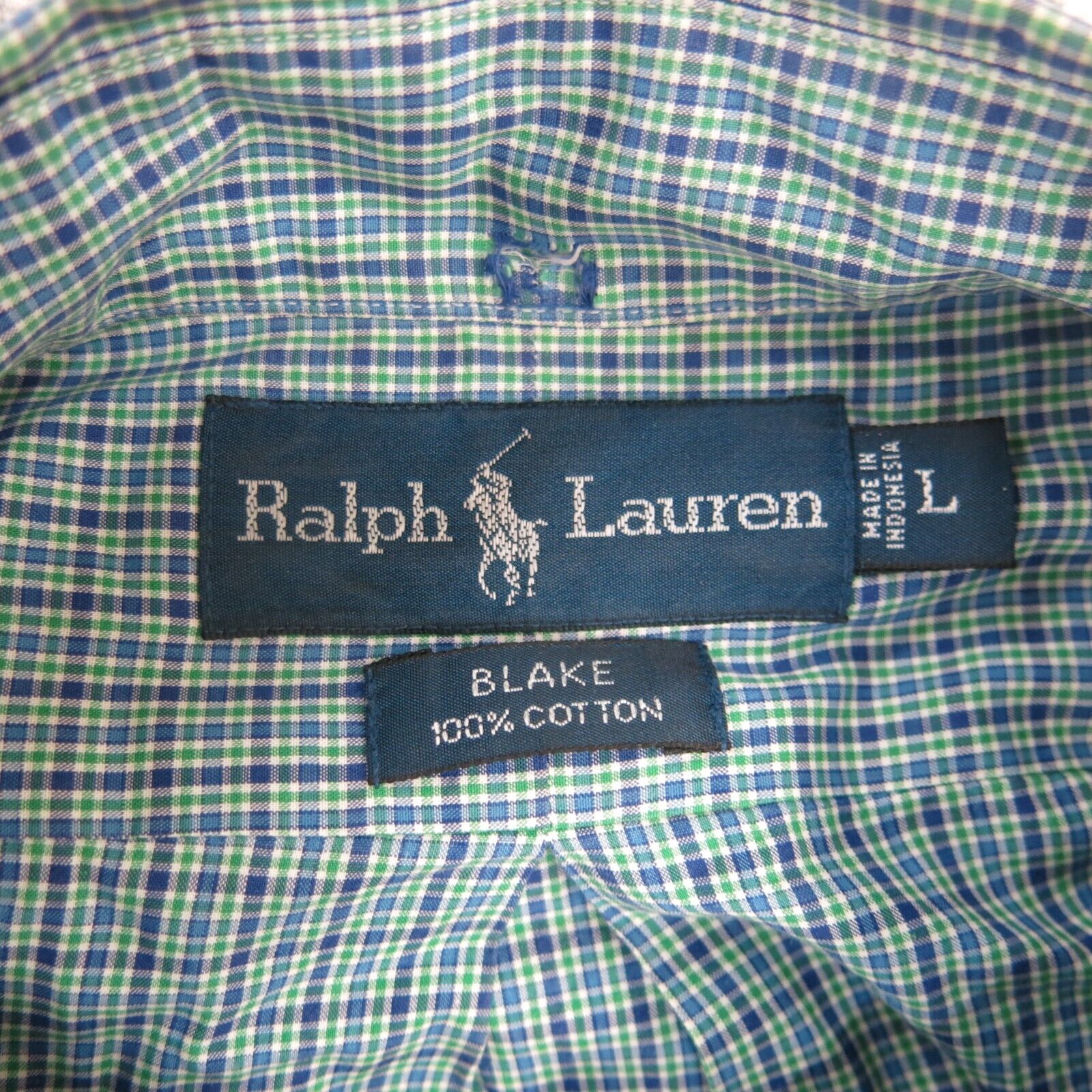 Ralph Lauren Mens Plaid Button Down Shirt Blake 100 Cotton Logo Blue Goodfair