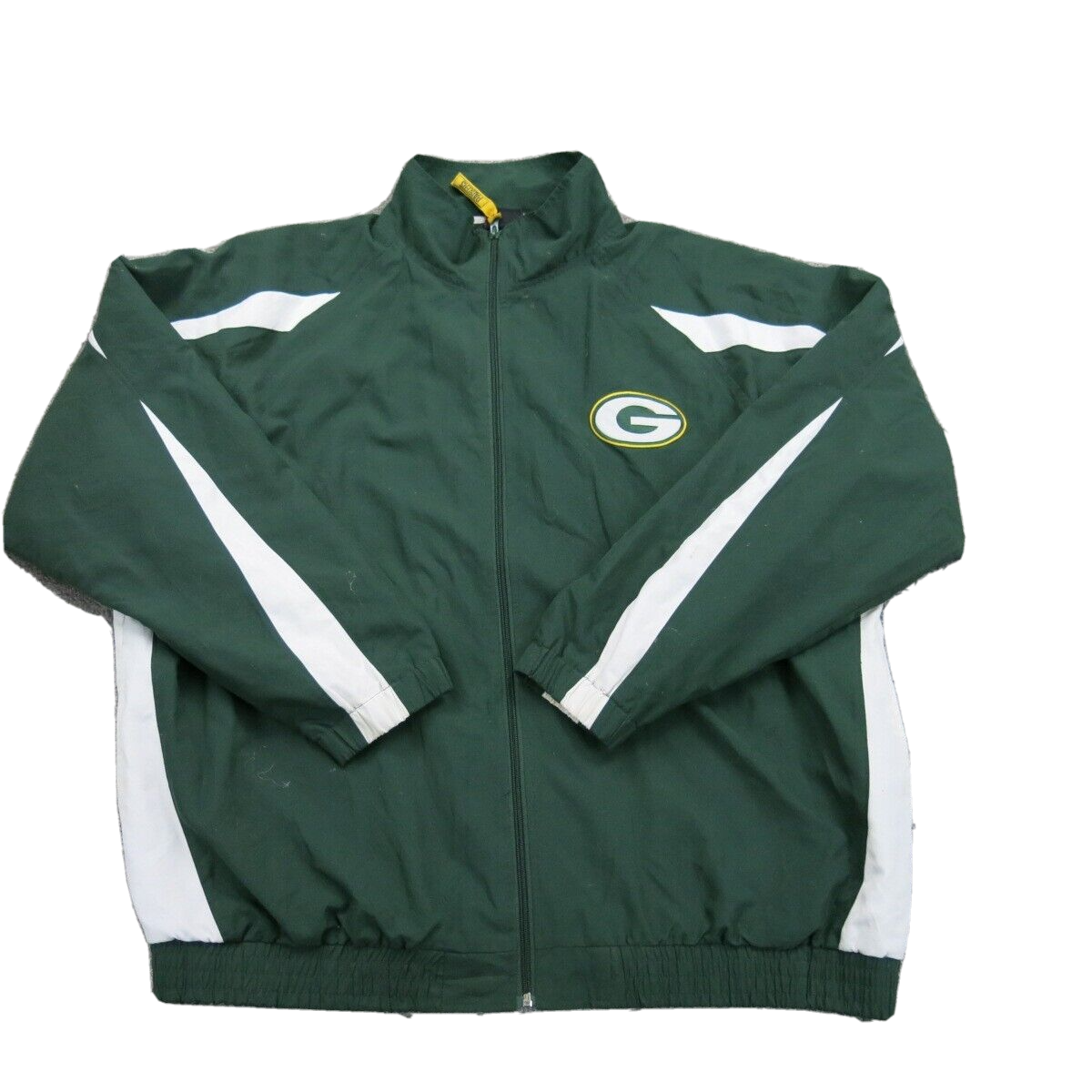 NFL Mens Basic Jacket Long Sleeves Full Zip Up Mock Neck Pockets Green Size 2X
