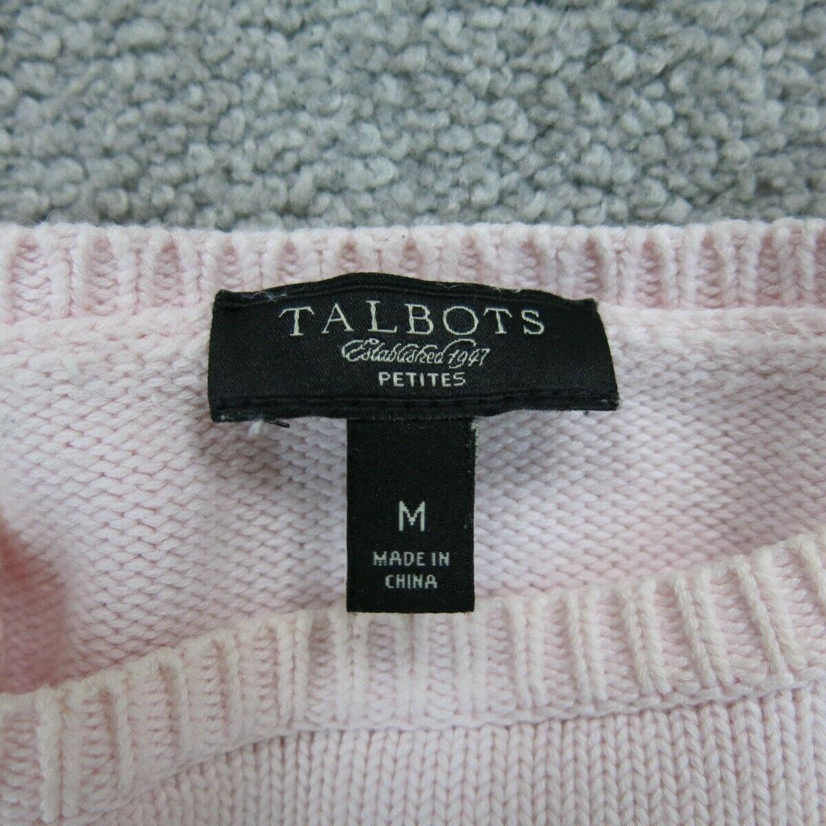 Talbots Womens Pullover Sweater Boat Neck 3/4 Sleeves Light Pink Petite Medium
