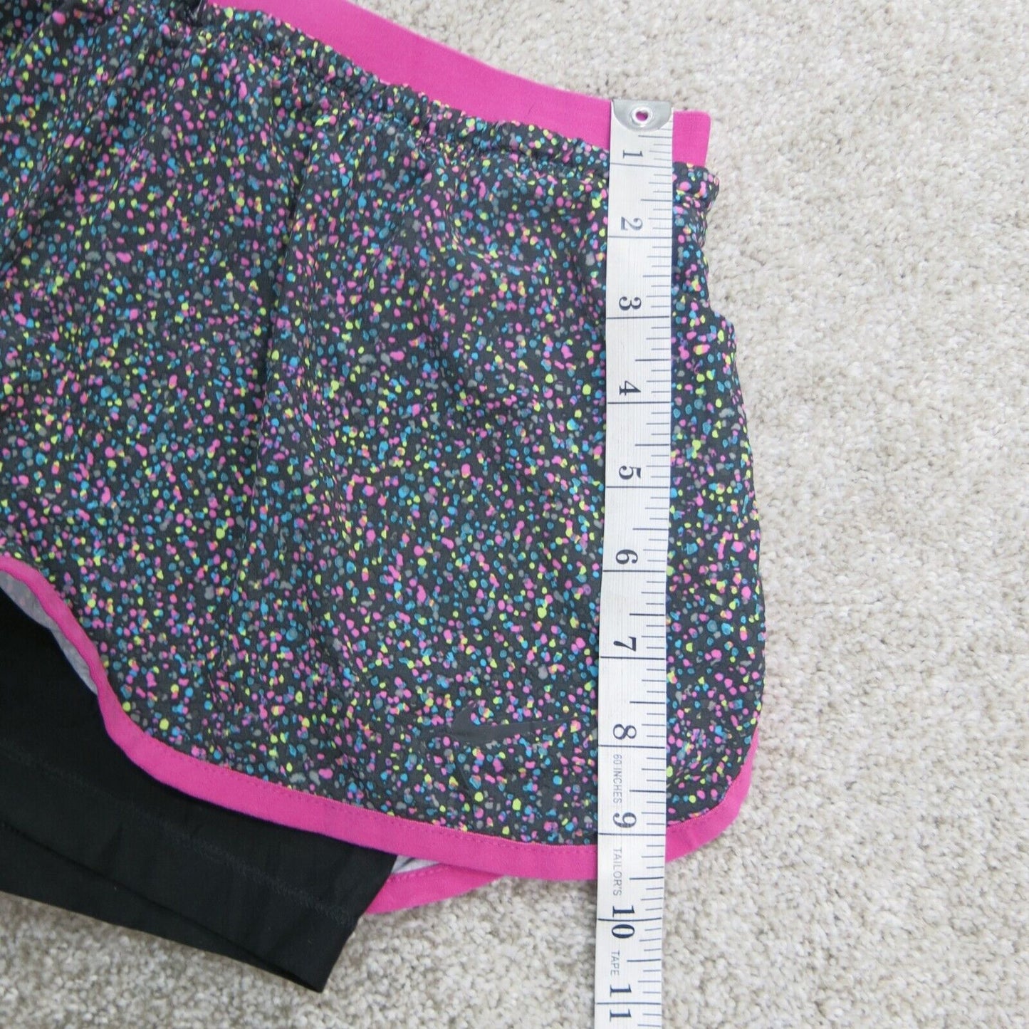 Nike Dri Fit Womens Confetti Shorts High Rise Undershorts Black Size Medium