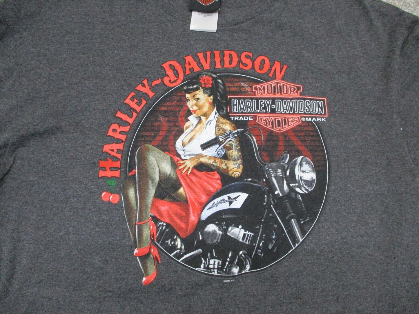 Harley Davidson Womens Graphic Sweatshirt Crew Neck Long Sleeve Black Size Large