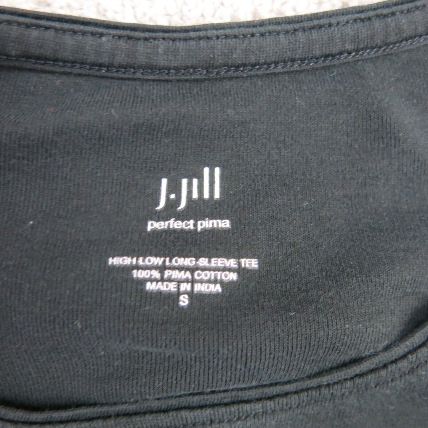 J. Jill Pima Crew Neck High Low Tee Size Medium Black Long Sleeve