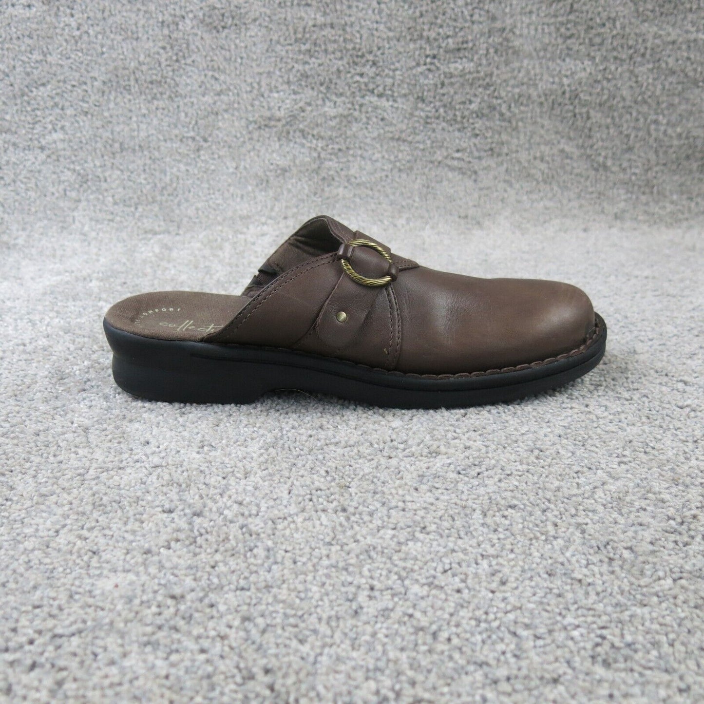 Clarks Womens Mules Shoes 61157394 Brown Faux Leather Slip on Clogs Size 8