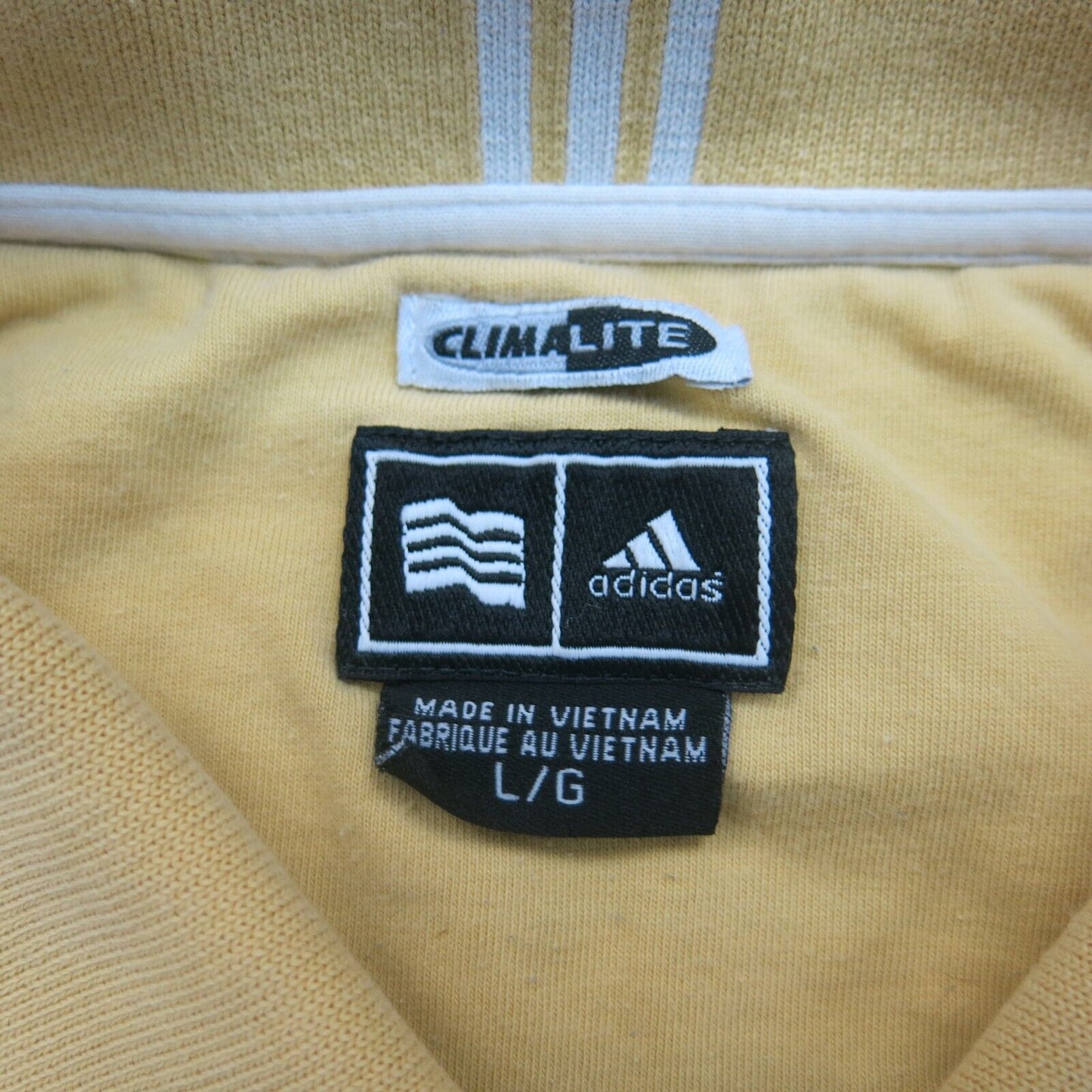 Adidas Men Golf Polo Shirt Striped Short Sleeve Collar Button Yellow/Blue SZ L/G