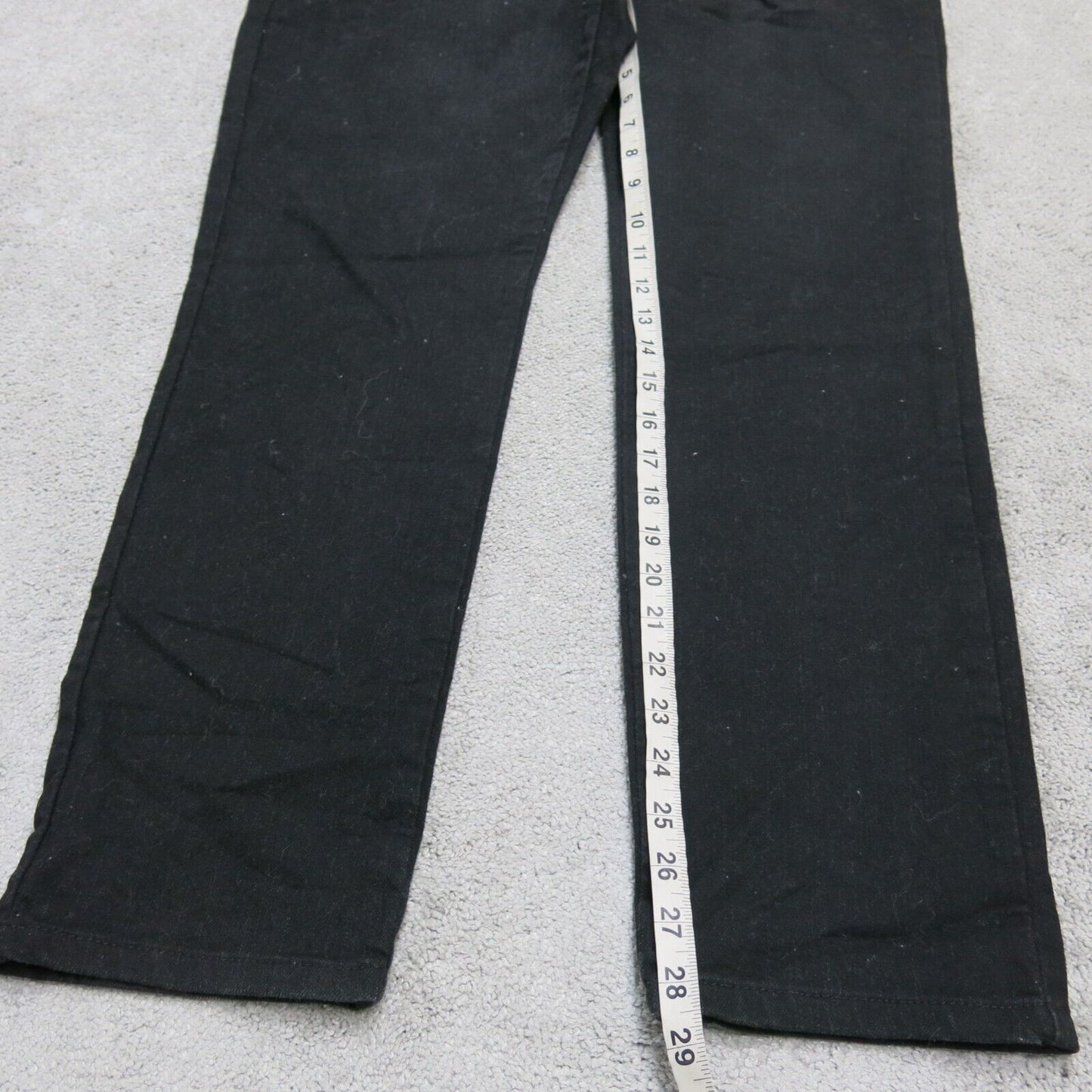 Vintage Womens Pant Slim Straight Leg Jeans Denim Stretch Mid Rise Black Sz W16