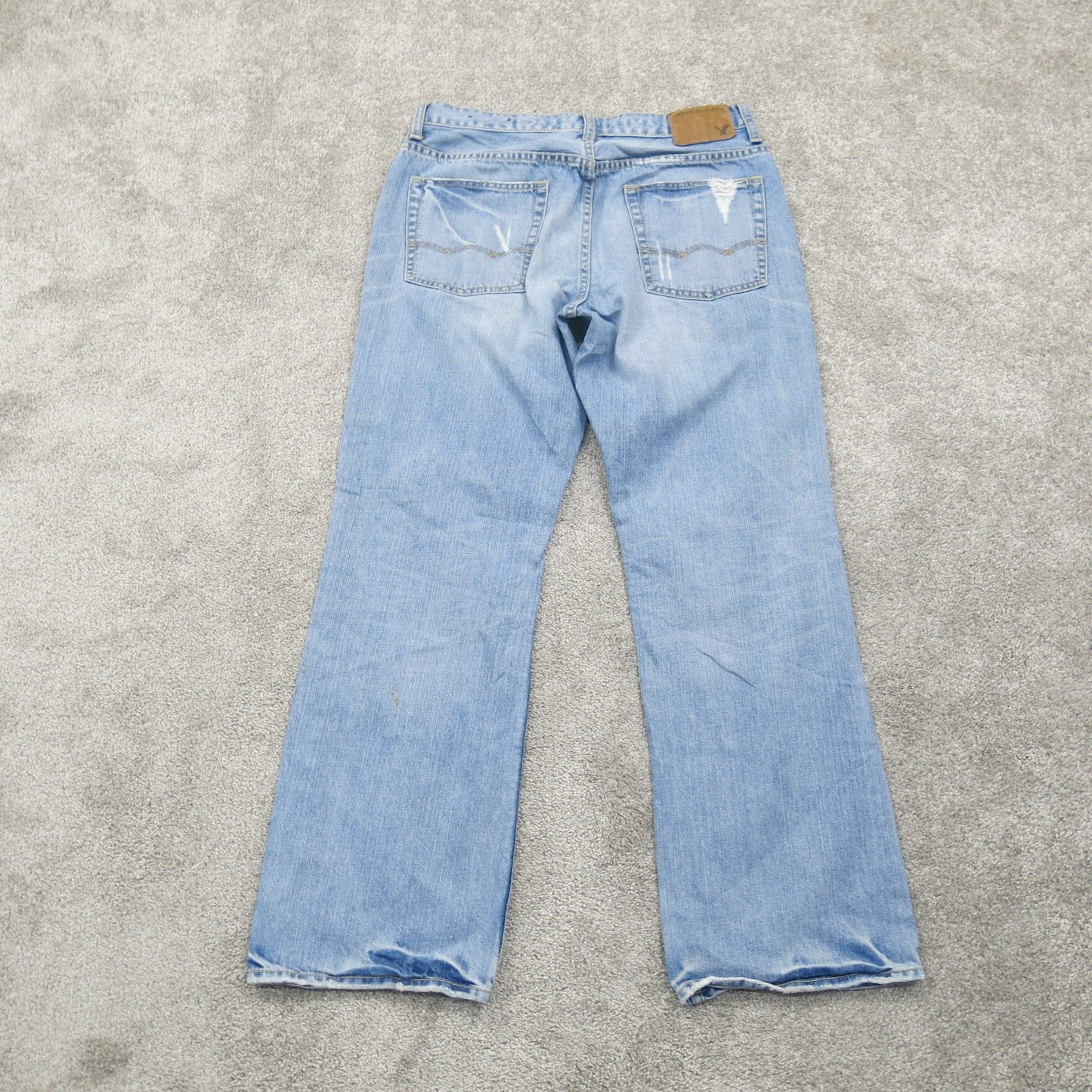 AMERICN EAGLE Womens Bootcut Jeans Distress Straight Leg Mid Rise Blue SZ  32/32