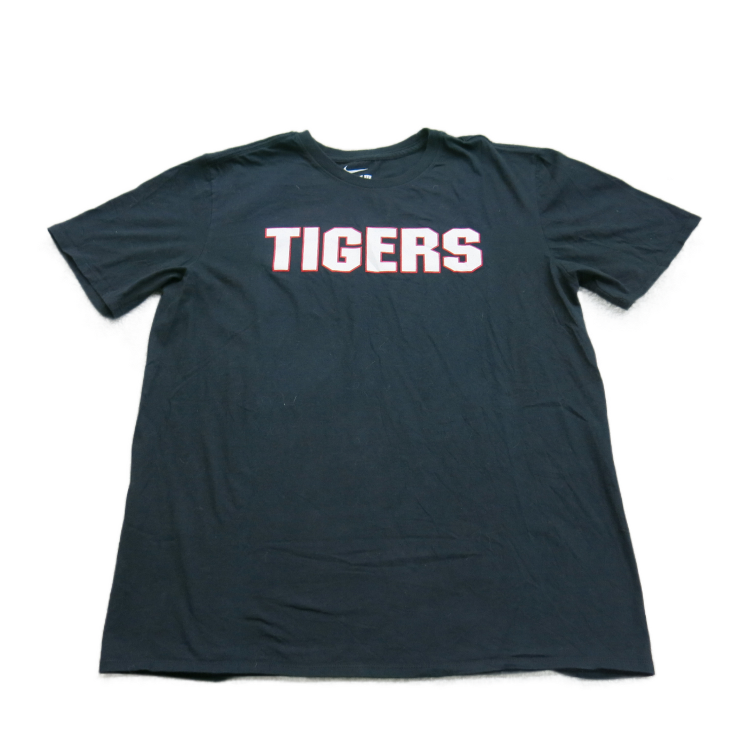 The Nike Tee Mens Crew Neck T Shirt Athletic Cut Tigers Tee Logo Black SZ Large
