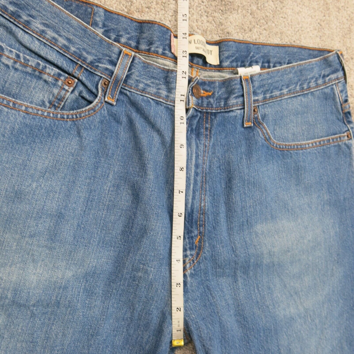 Levis 567 Men Bermuda Shorts Jeans Blue Size W36 High Rise 100% Cotton Low Loose
