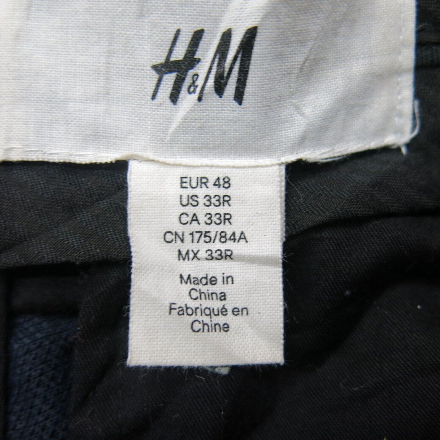 H&M Mens Casual Dress Pant Straight Leg High Rise Four Pockets Blue Size 33 Reg