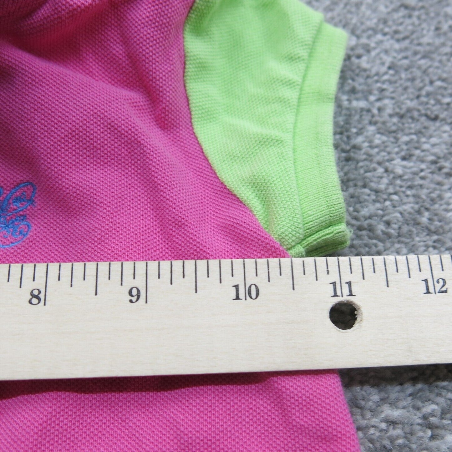 Chaps Polo Shirt Dress Girls Size 24M Color Block Pink Green Blue Yellow Logo