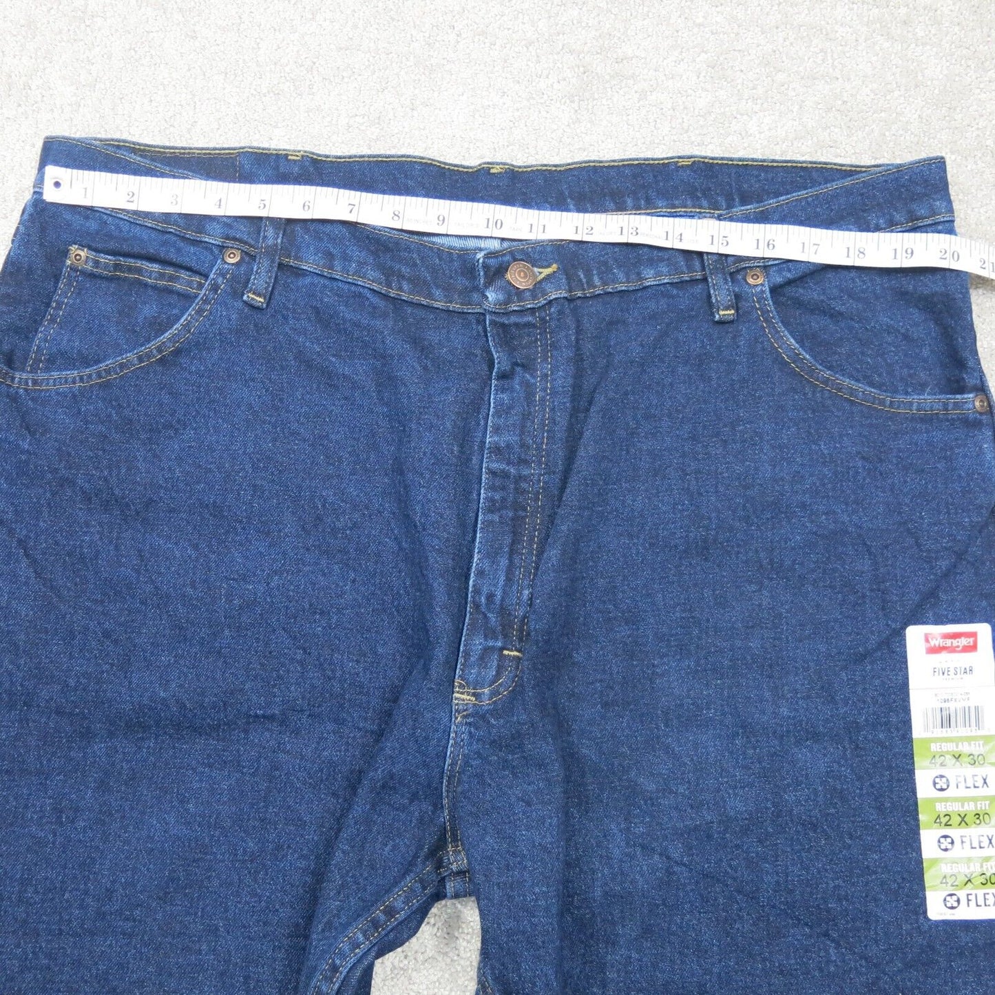 Wrangler Mens Jeans Wide Leg High Rise 100% Cotton Pockets Blue Size W42xL30