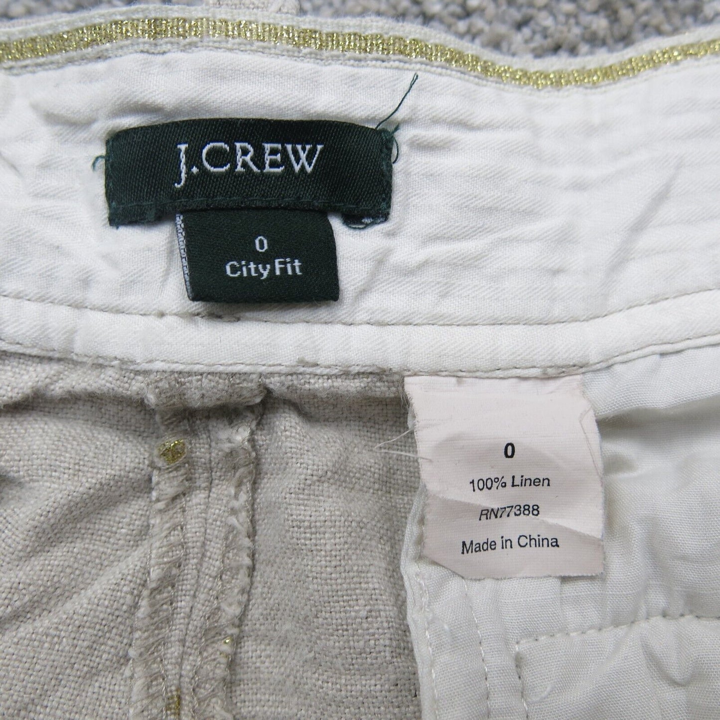 J Crew  Women Chino Shorts City Fit Stretch Mid Rise Pockets Light Gray Size 0