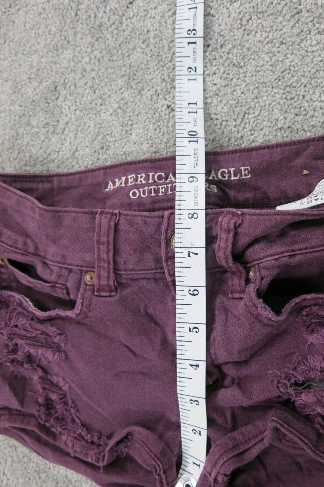 American Eagle Womens Cut Off Shorts Low Rise Distressed Pockets Maroon Size 2